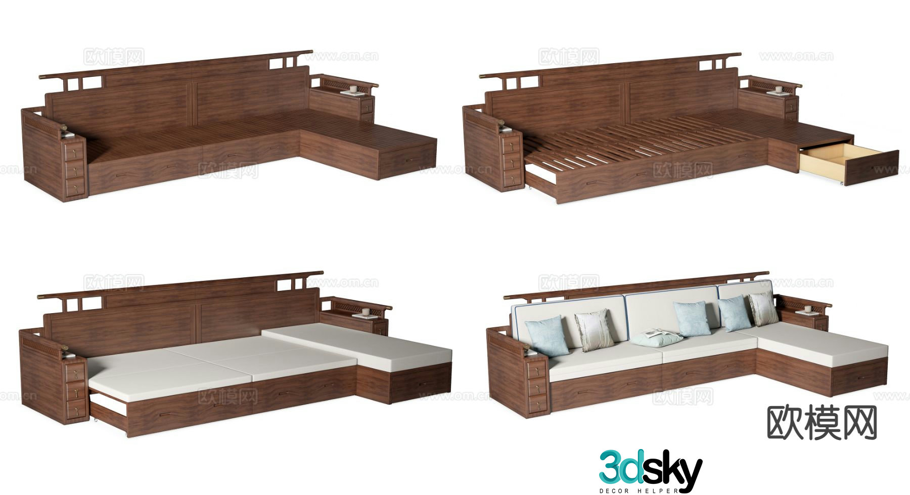 New Chinese style sofa bed 3d model