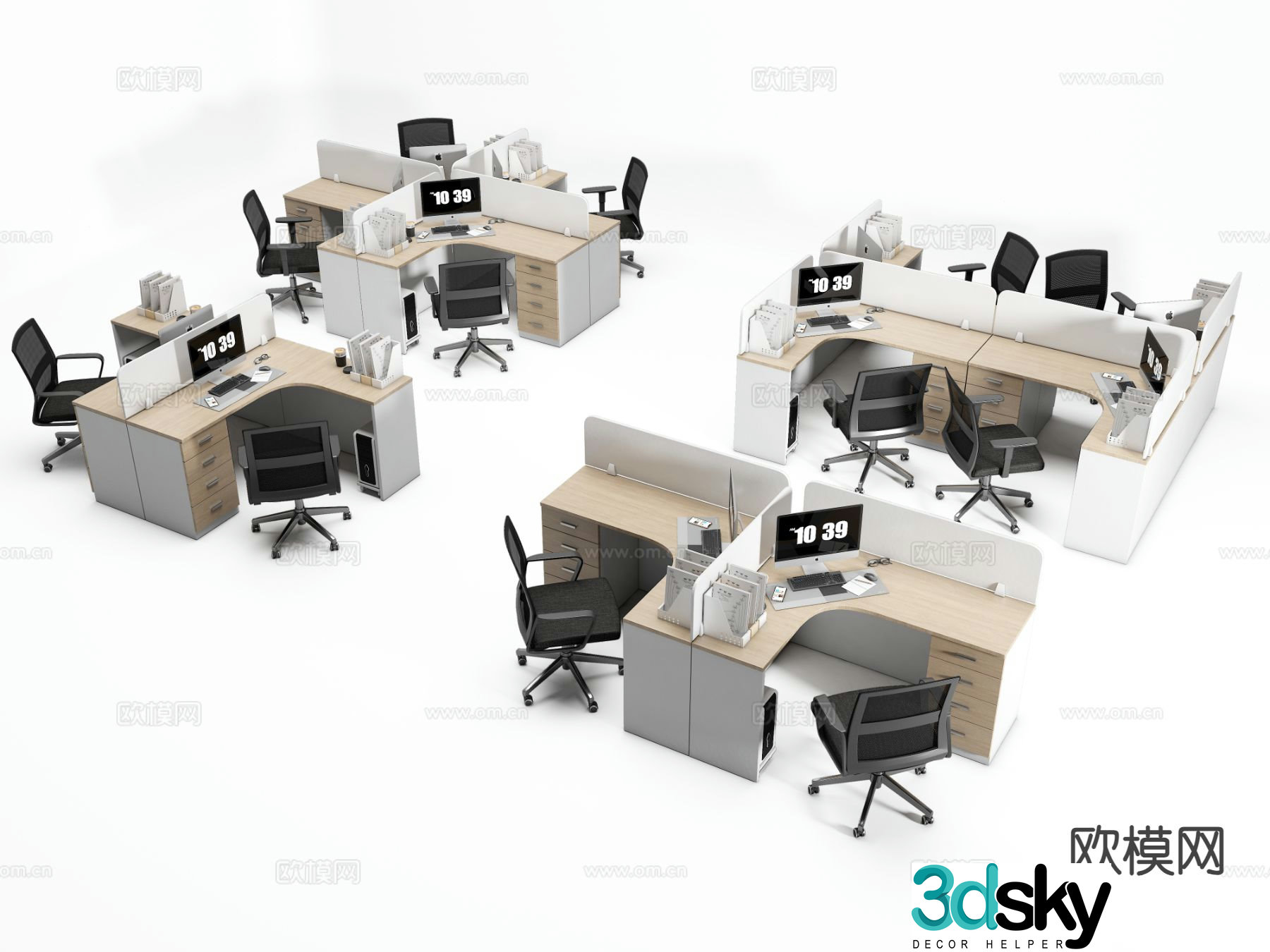 Card space desk work station post 3d model