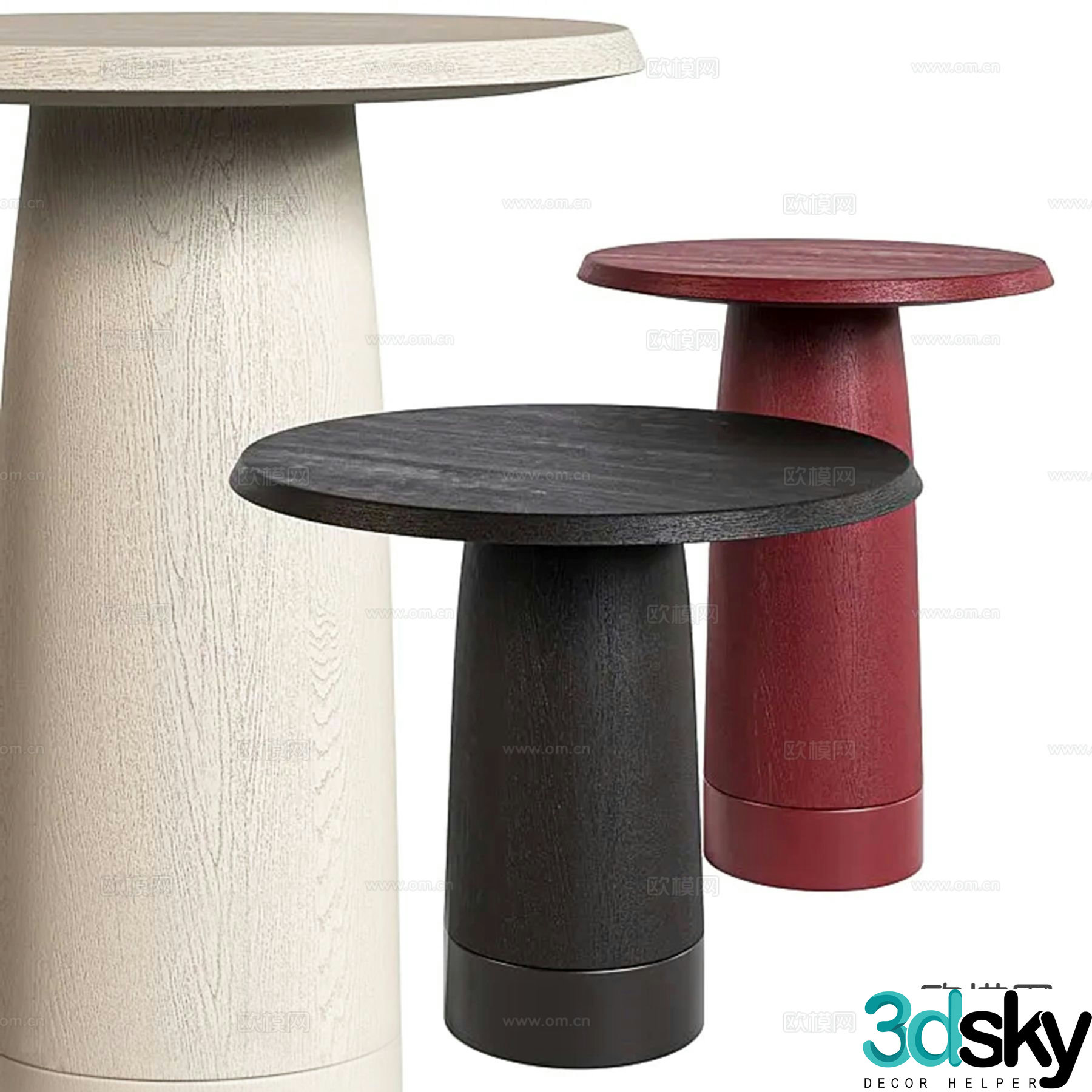 Modern side table corner table round table 3D model