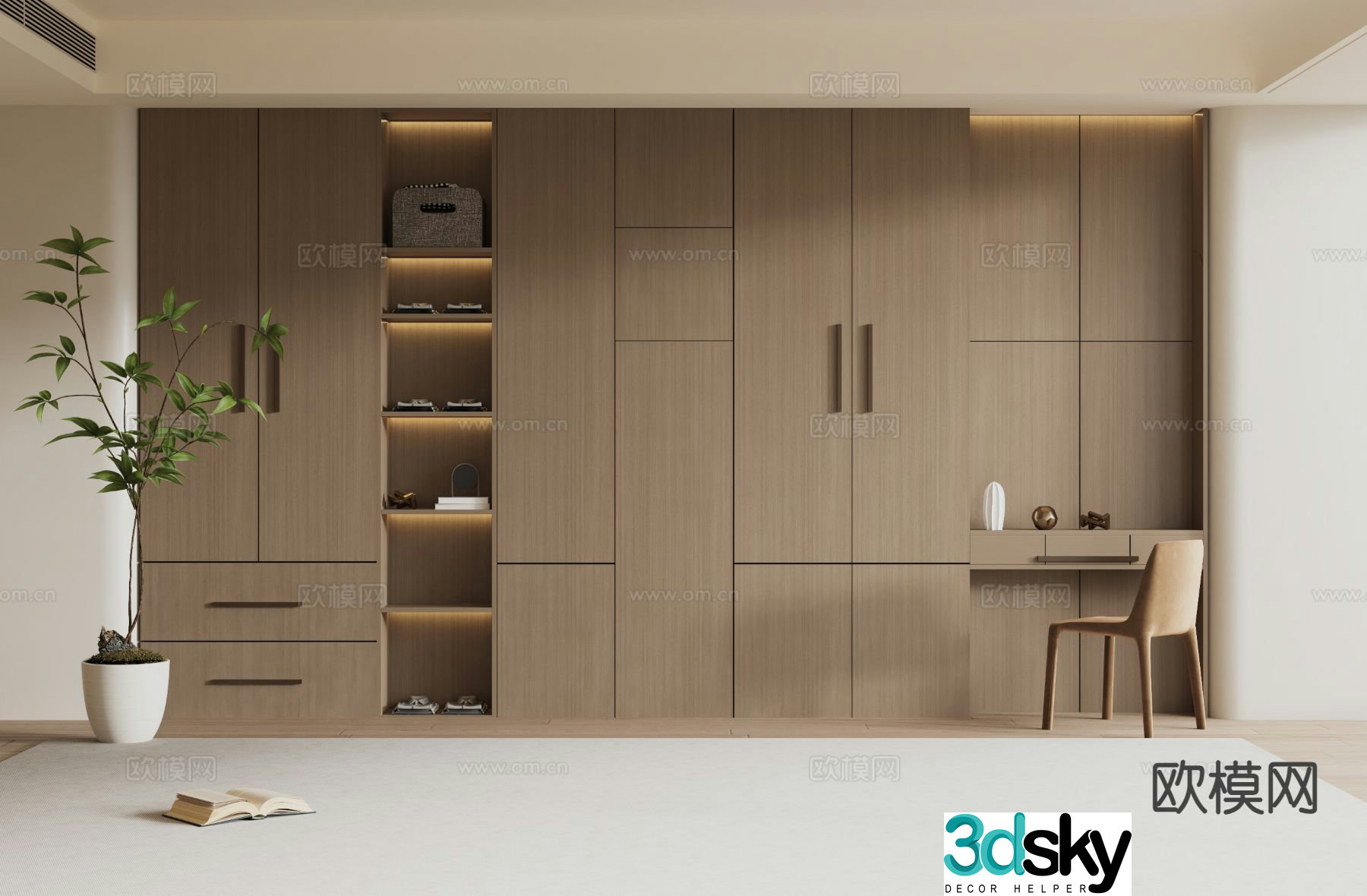 modern wardrobe wooden wardrobe 3d model