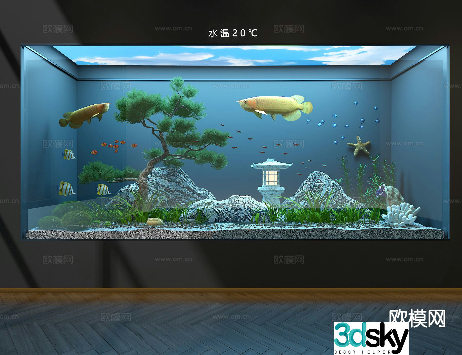 Ecological fish tank aquarium 3d model