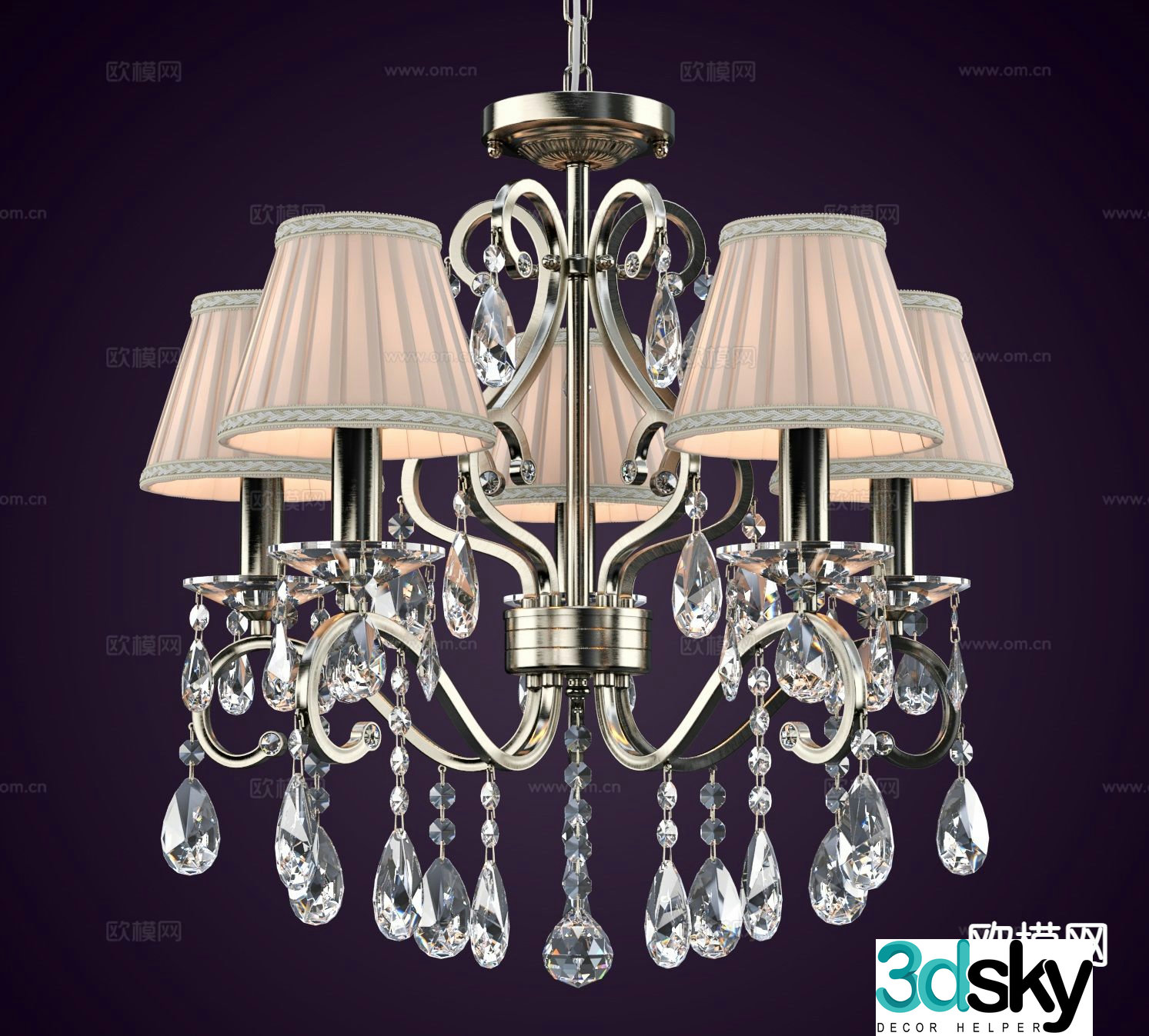 European style chandelier multi-head chandelier 3d model