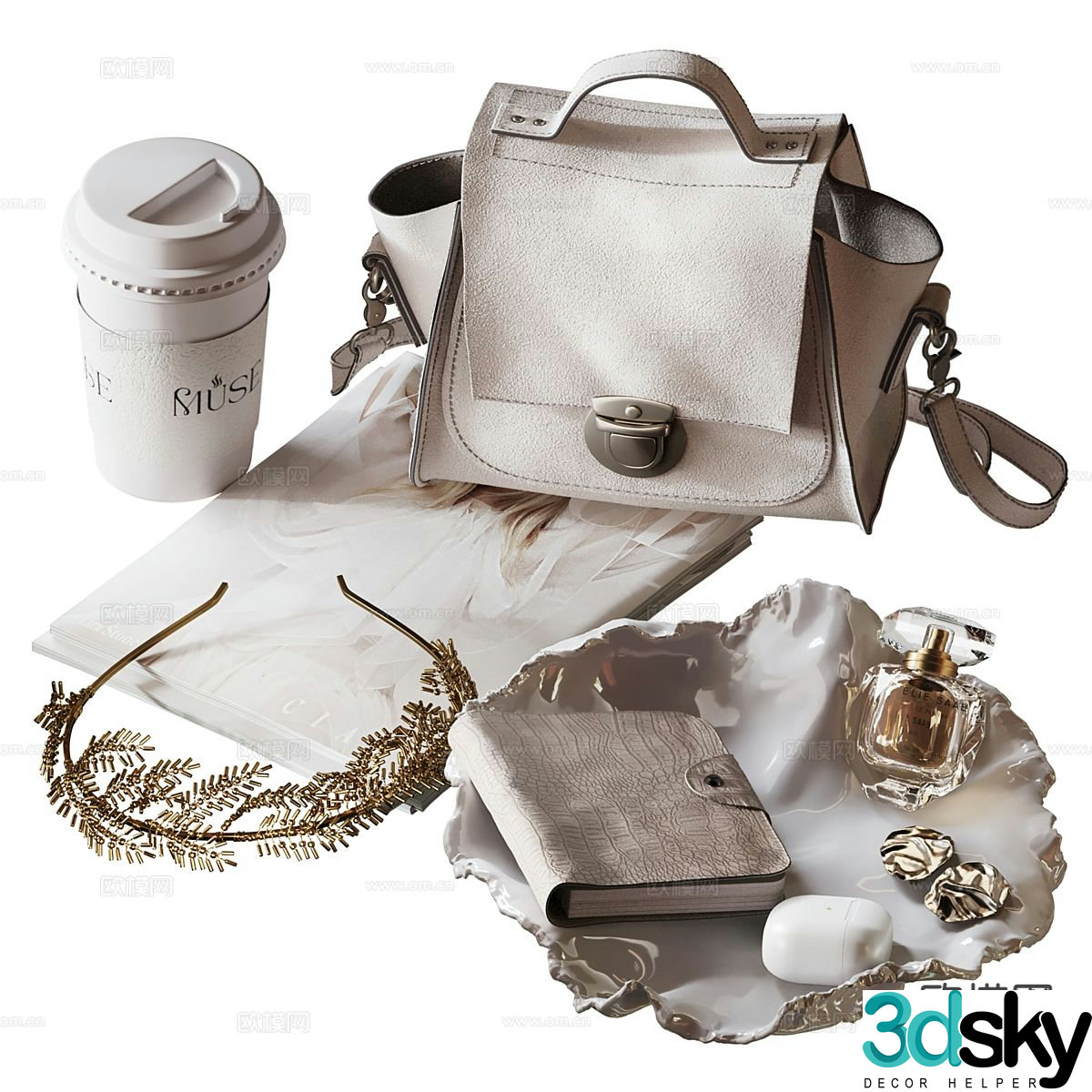 Modern jewelry bag perfume tableware 3d model