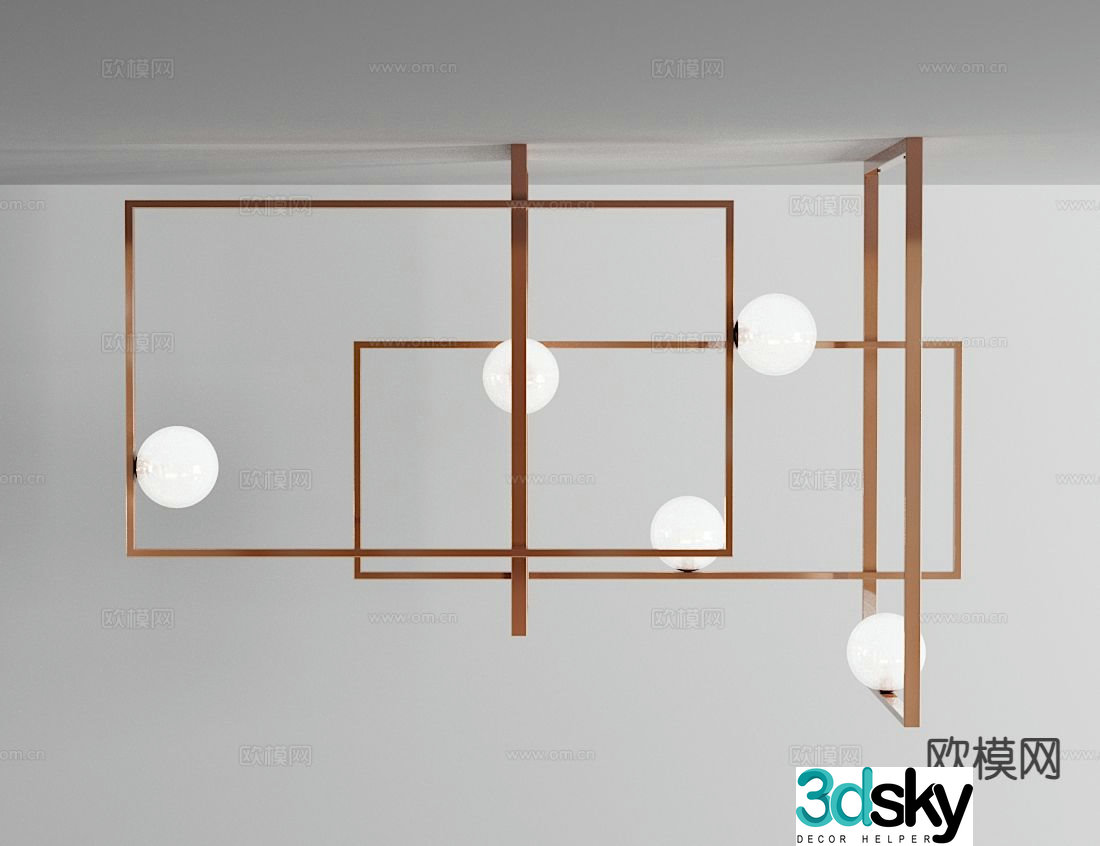 Light luxury geometric chandelier 3D model