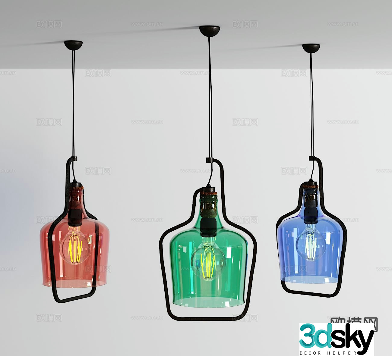 Modern glass chandelier 3d model