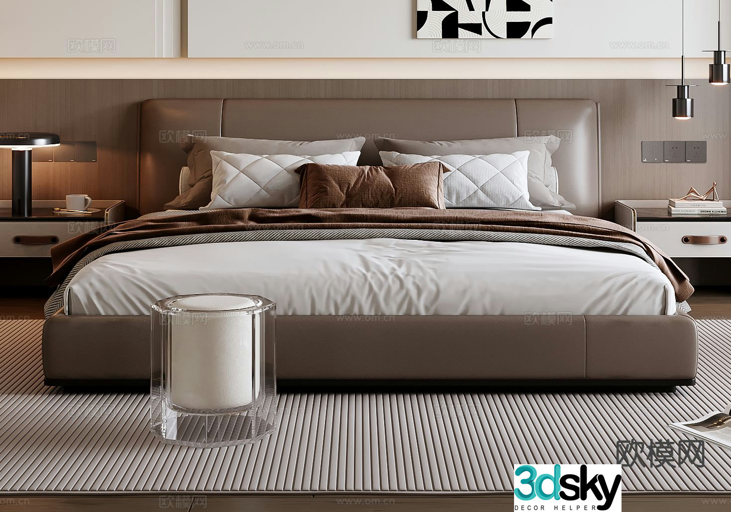 Italian double bed 3d model