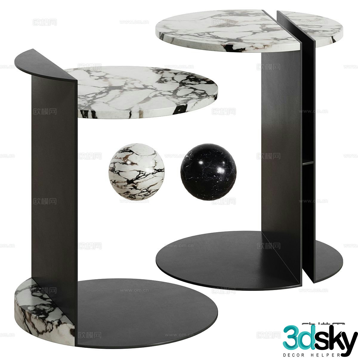 Modern corner table side table round table table table 3D model