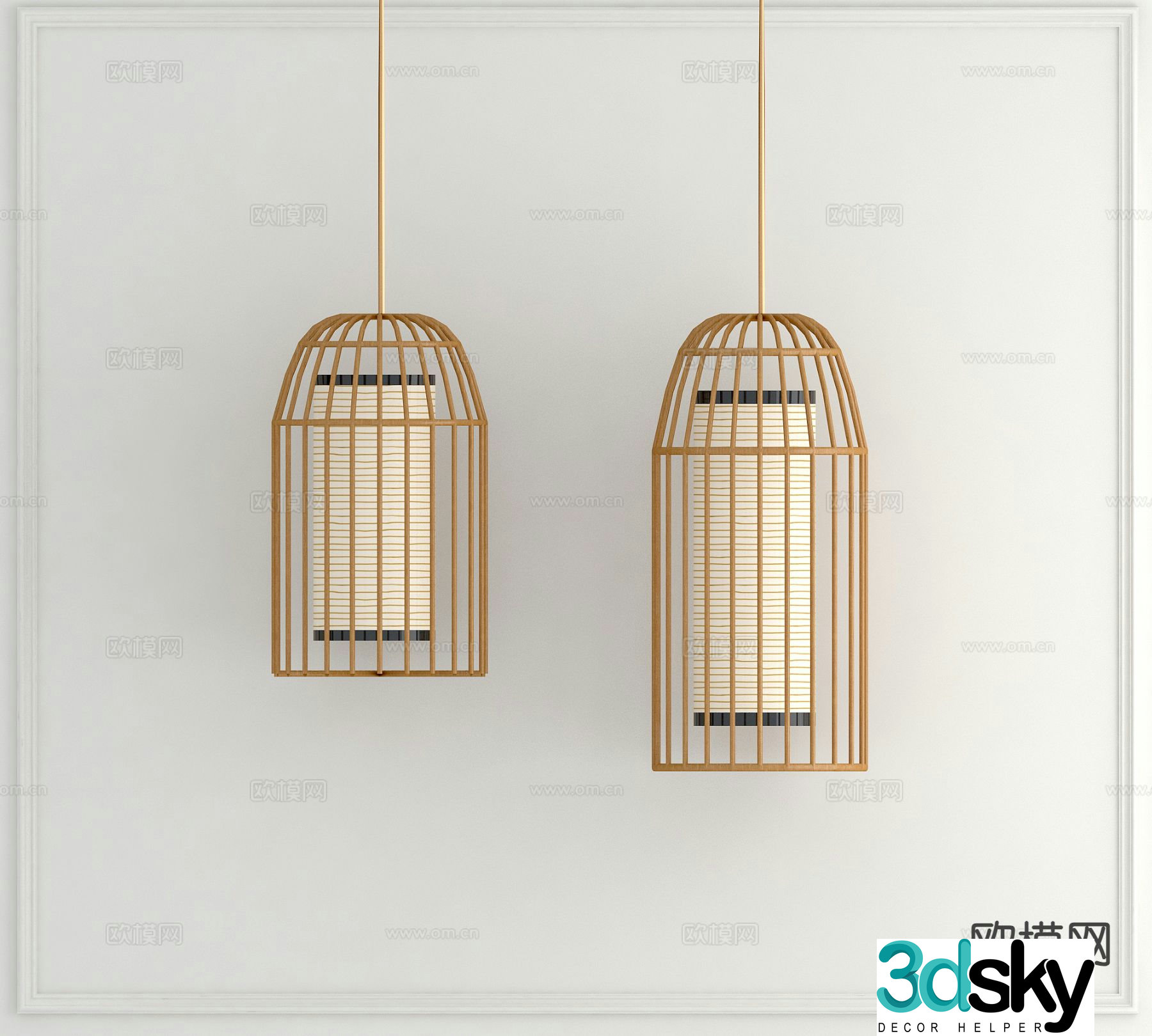 New Chinese style chandelier bamboo chandelier 3d model