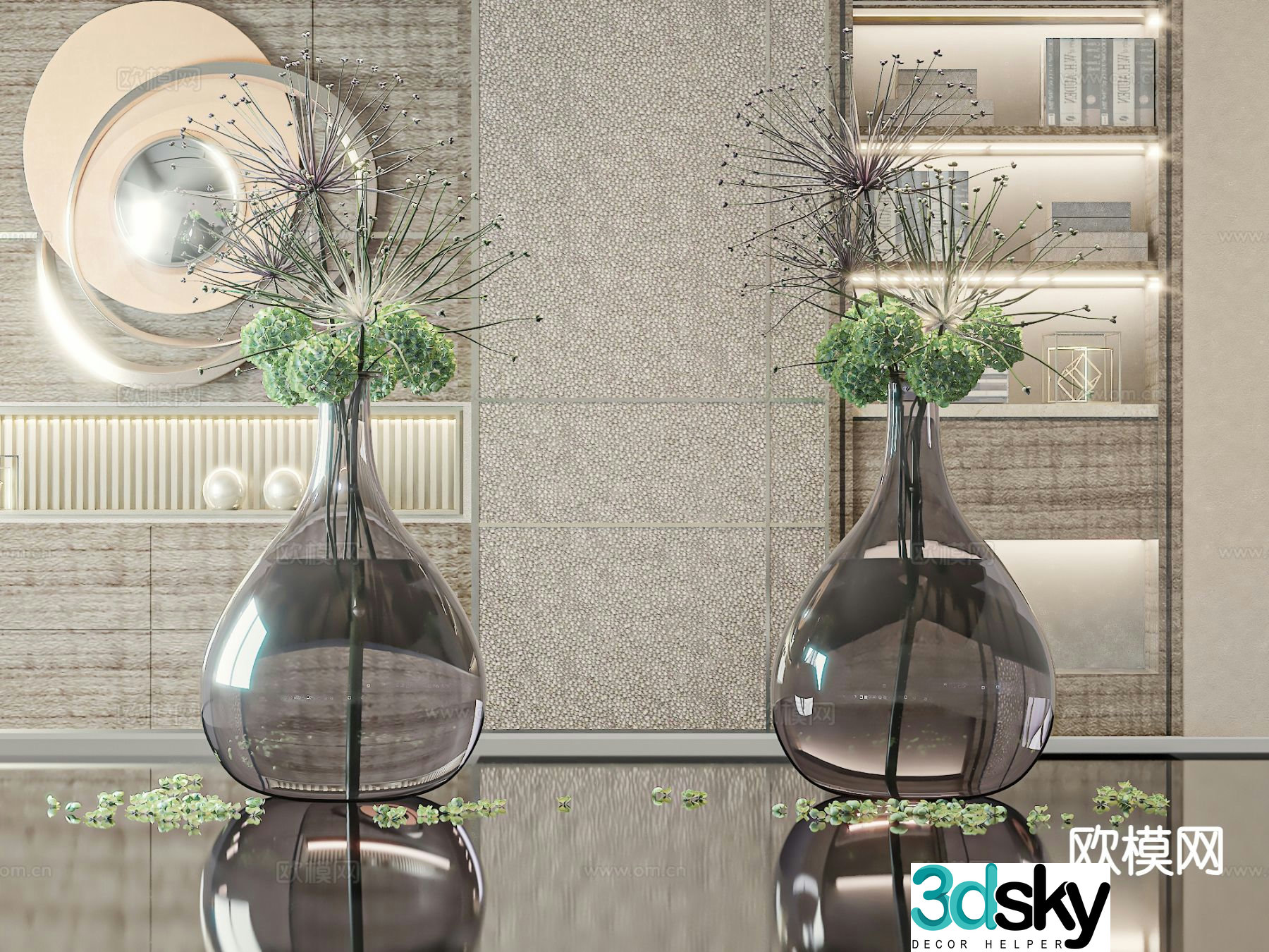 Modern vase floral 3d model