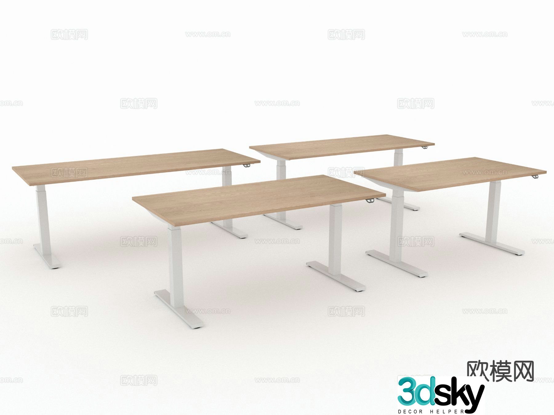Student dining table and chairs 3d model