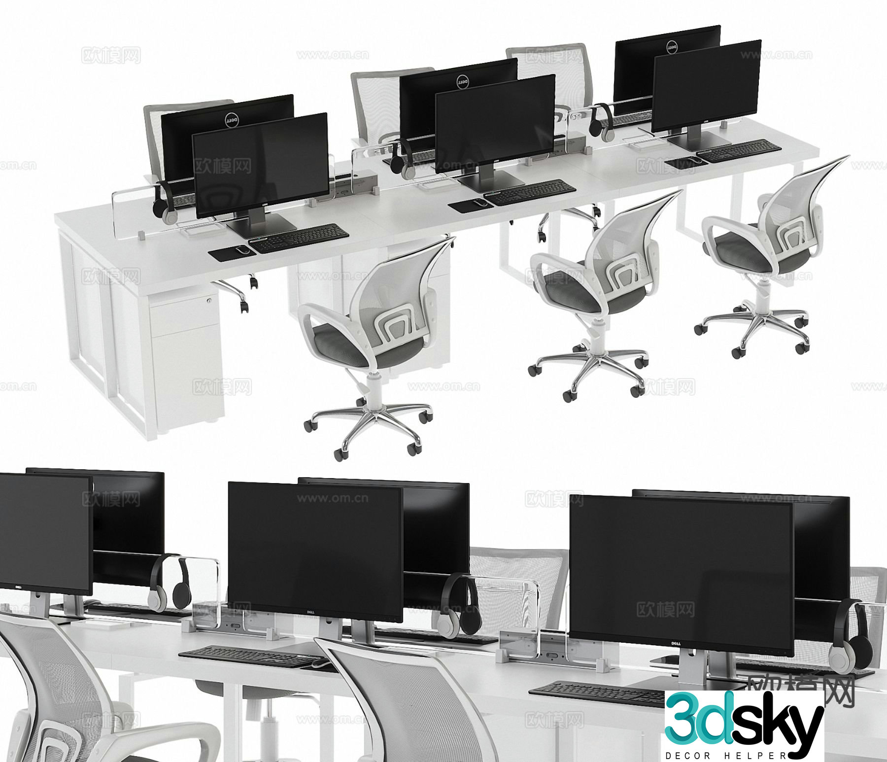 Modern office desk and chair post card slot 3d model