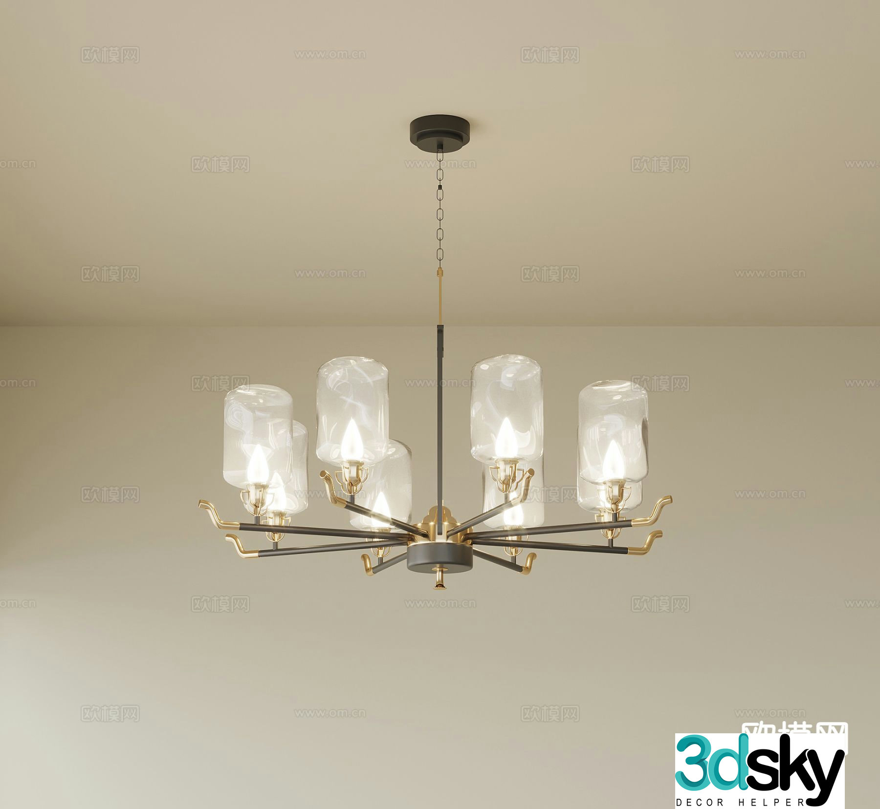 New Chinese style chandelier multi-head chandelier 3d model