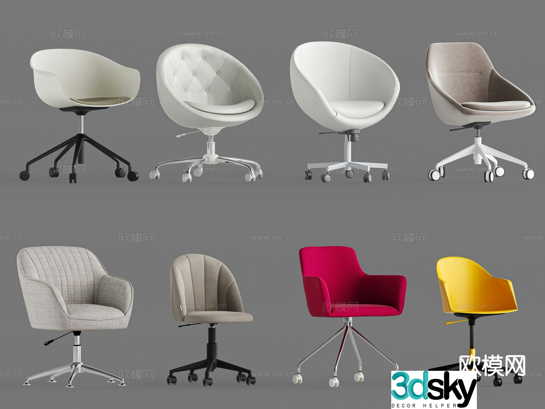 Modern office chair swivel chair computer chair 3d model