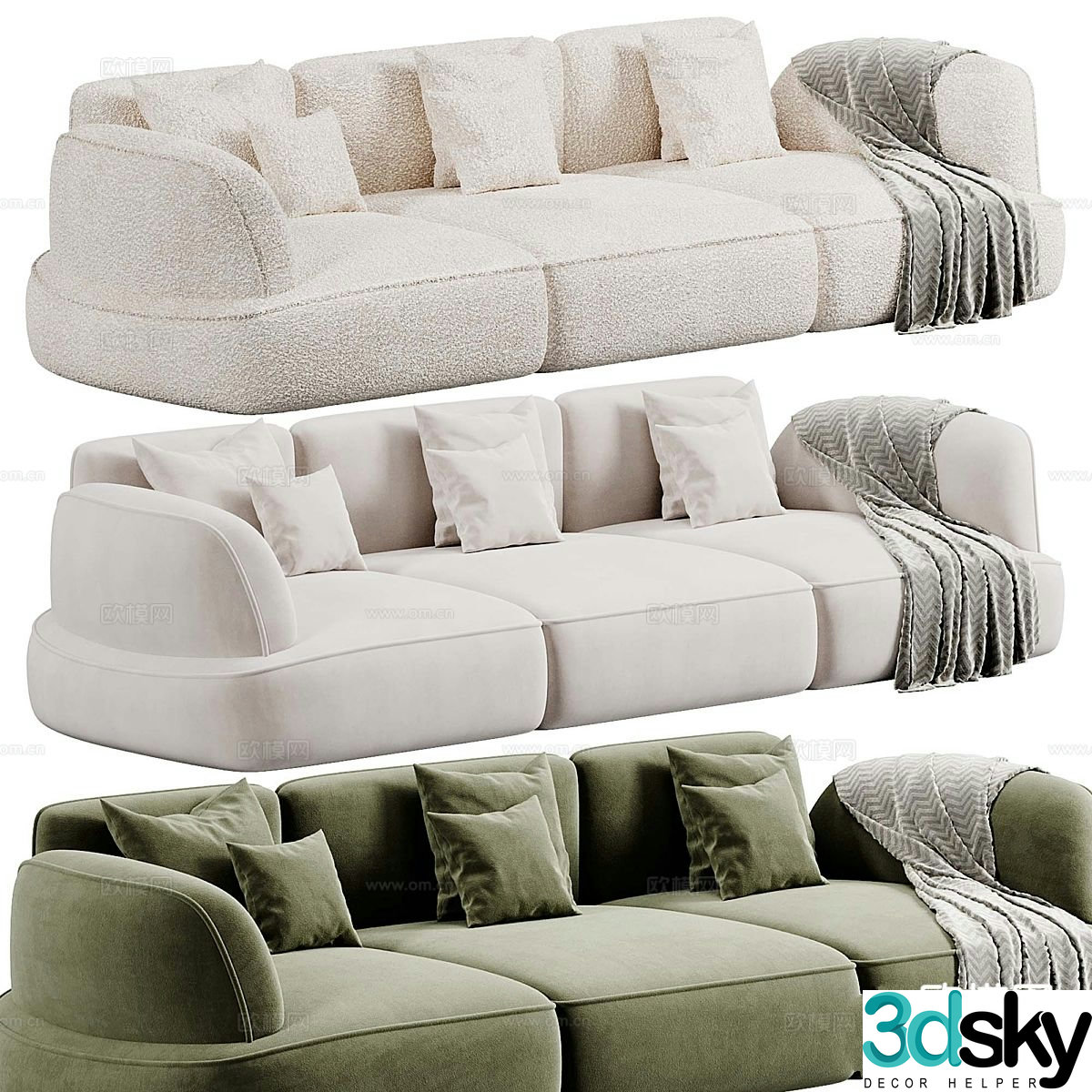 Italian three-seat sofa Natuzzi snail sofa 3D model