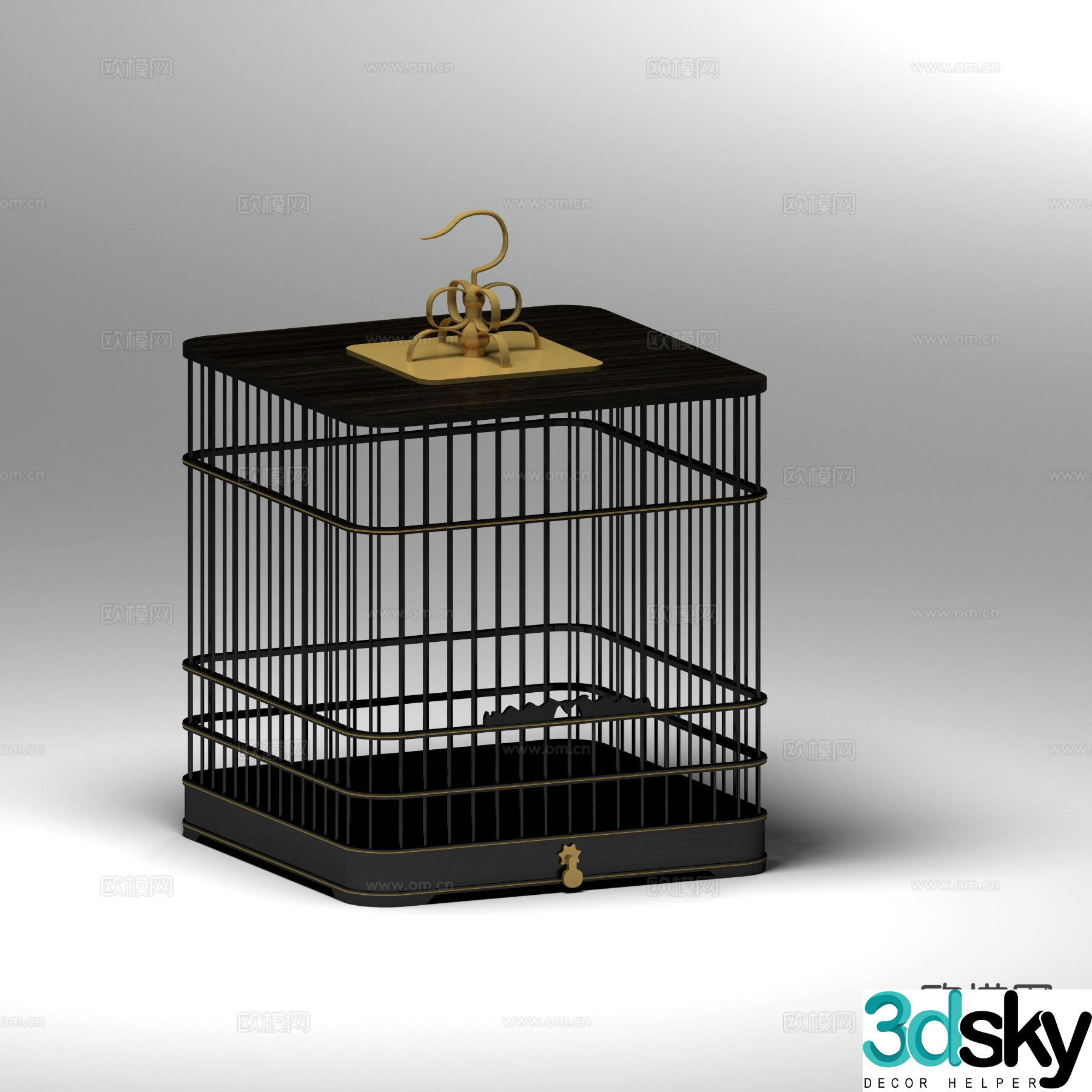 New Chinese style small birdcage birdcage ornaments 3D model