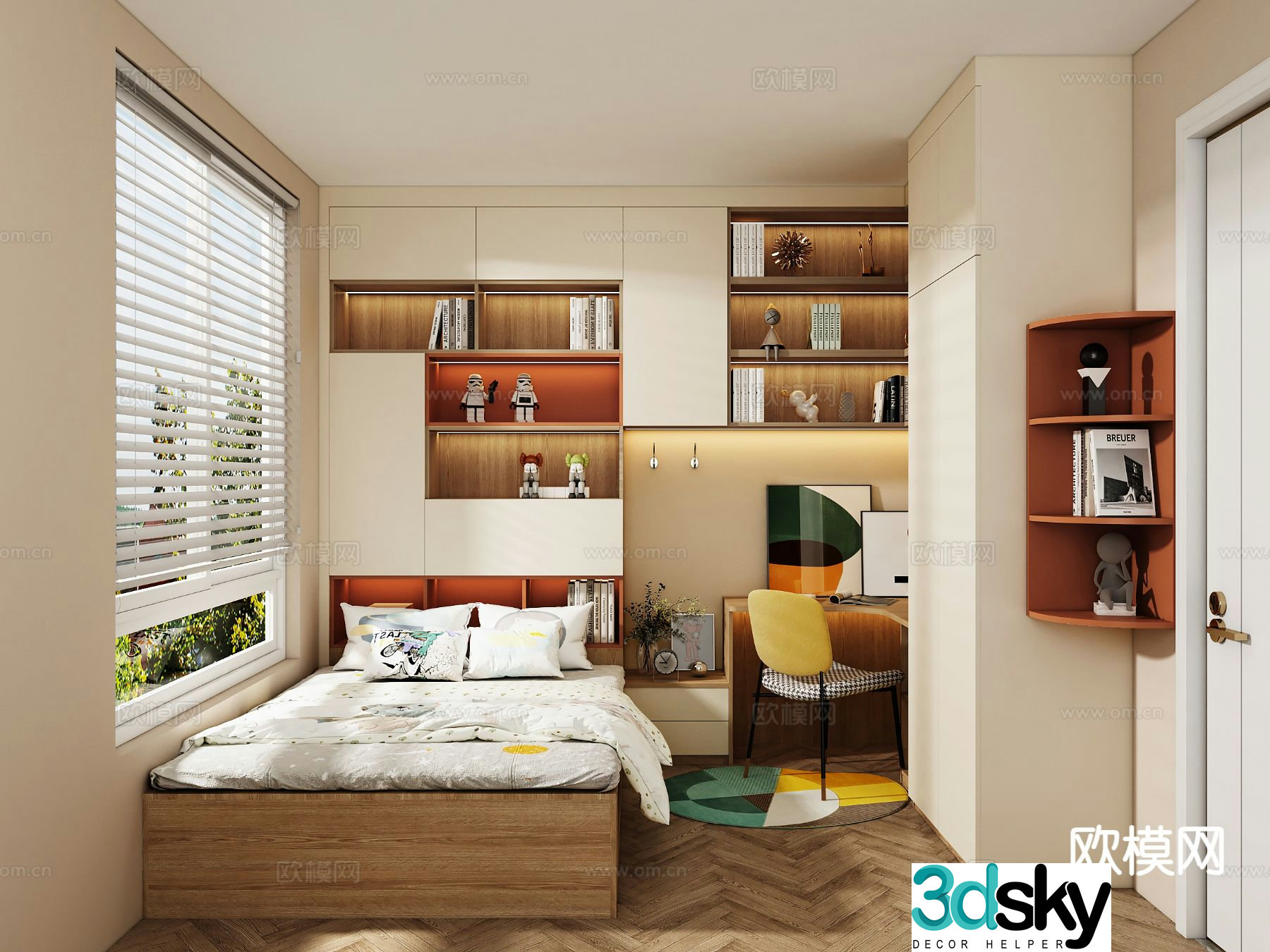 Modern tatami bedroom 3d model