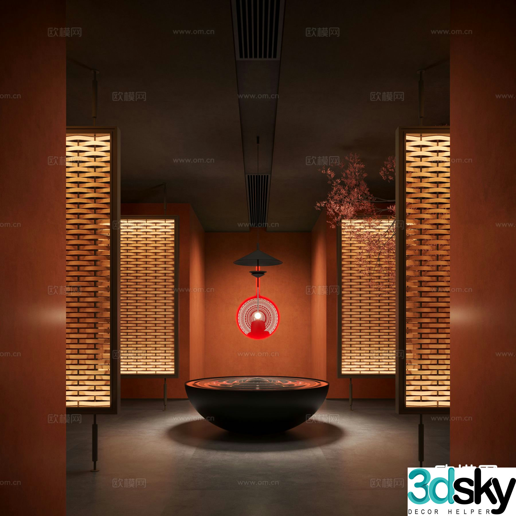 New Chinese style interior landscape aisle landscape 3D model