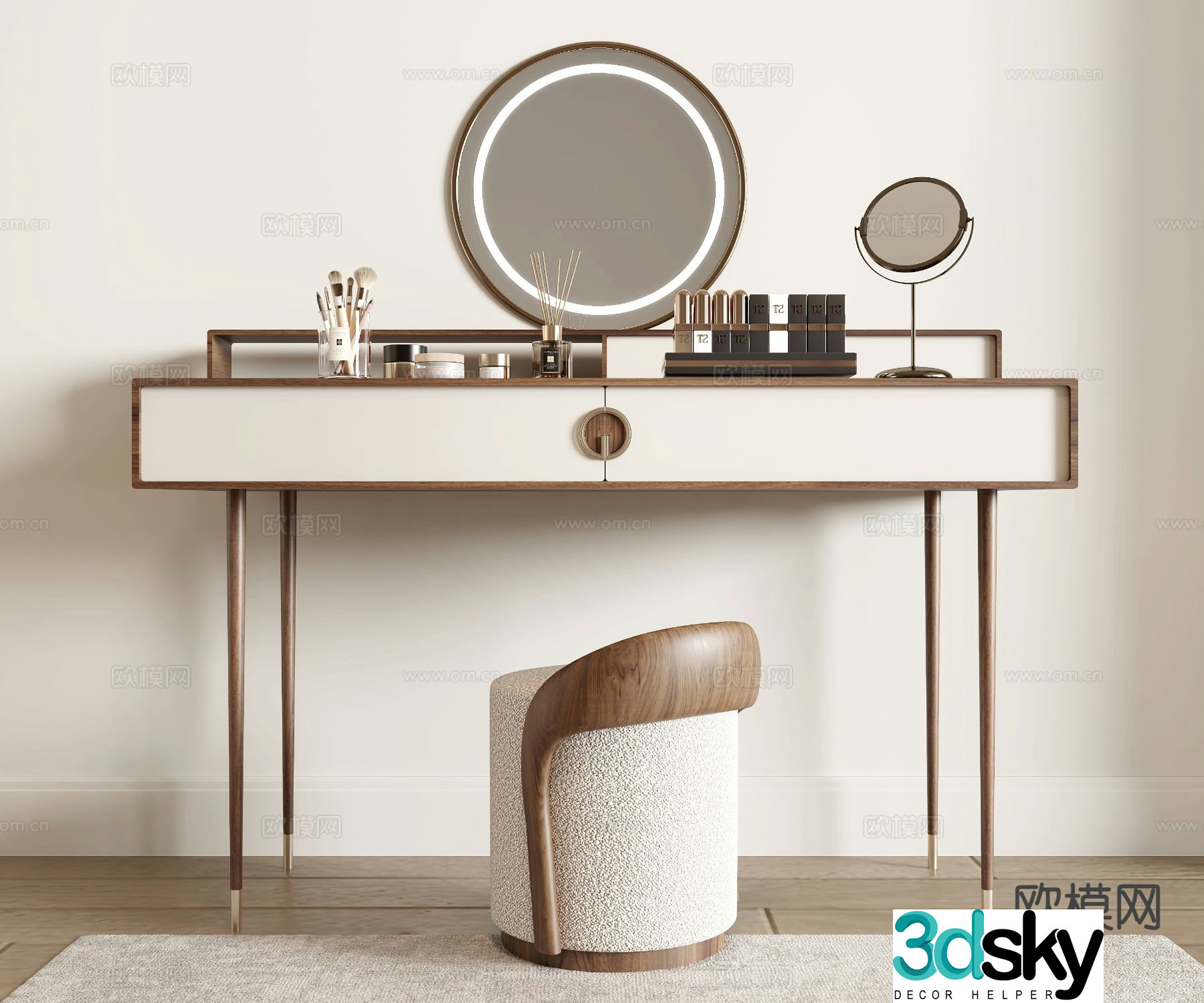 New Chinese style dressing table dressing table 3d model