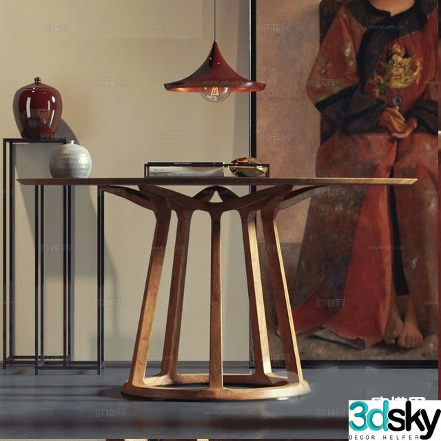 Medieval style round dining table 3D model