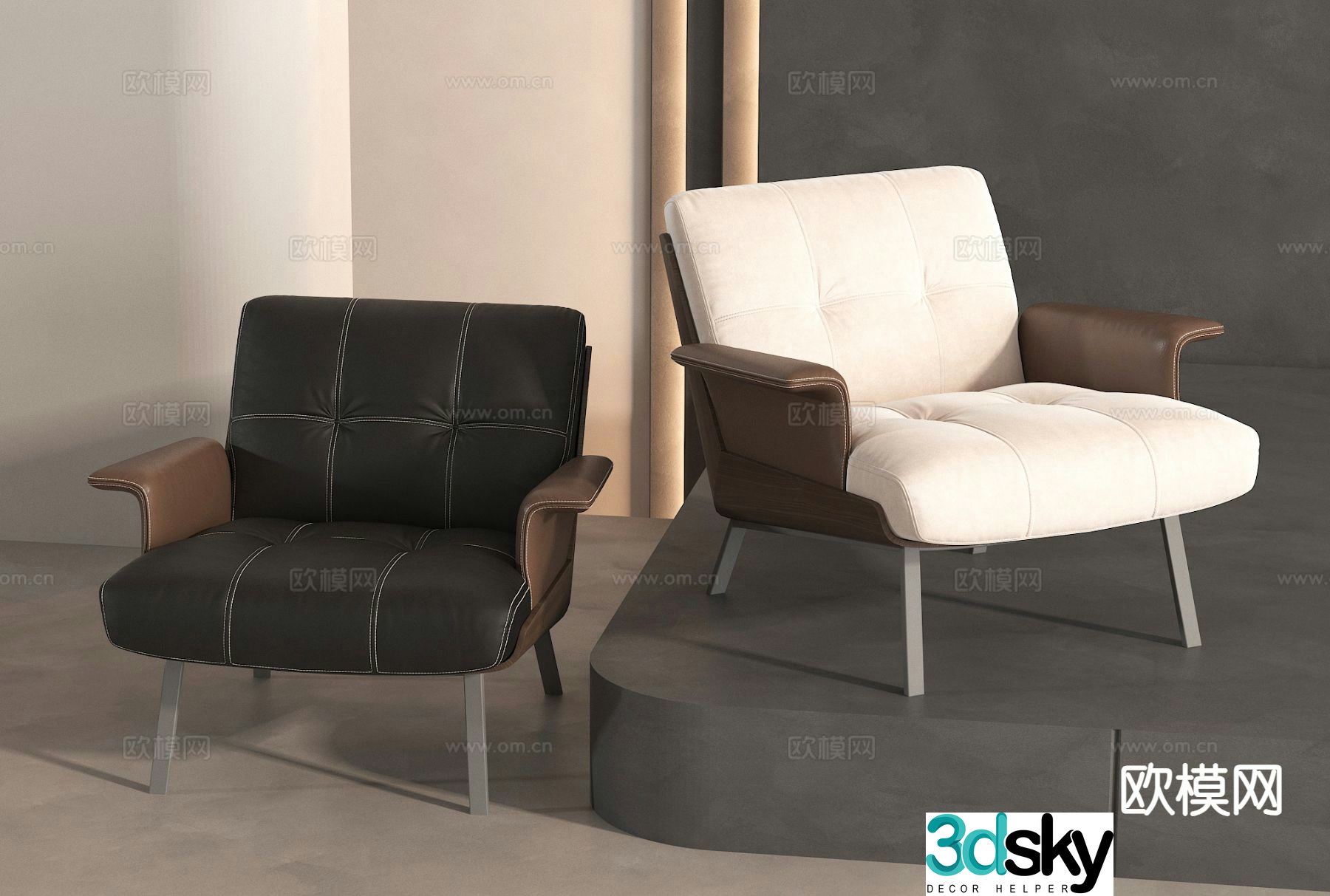 Italian style chair leisure chair 3d model