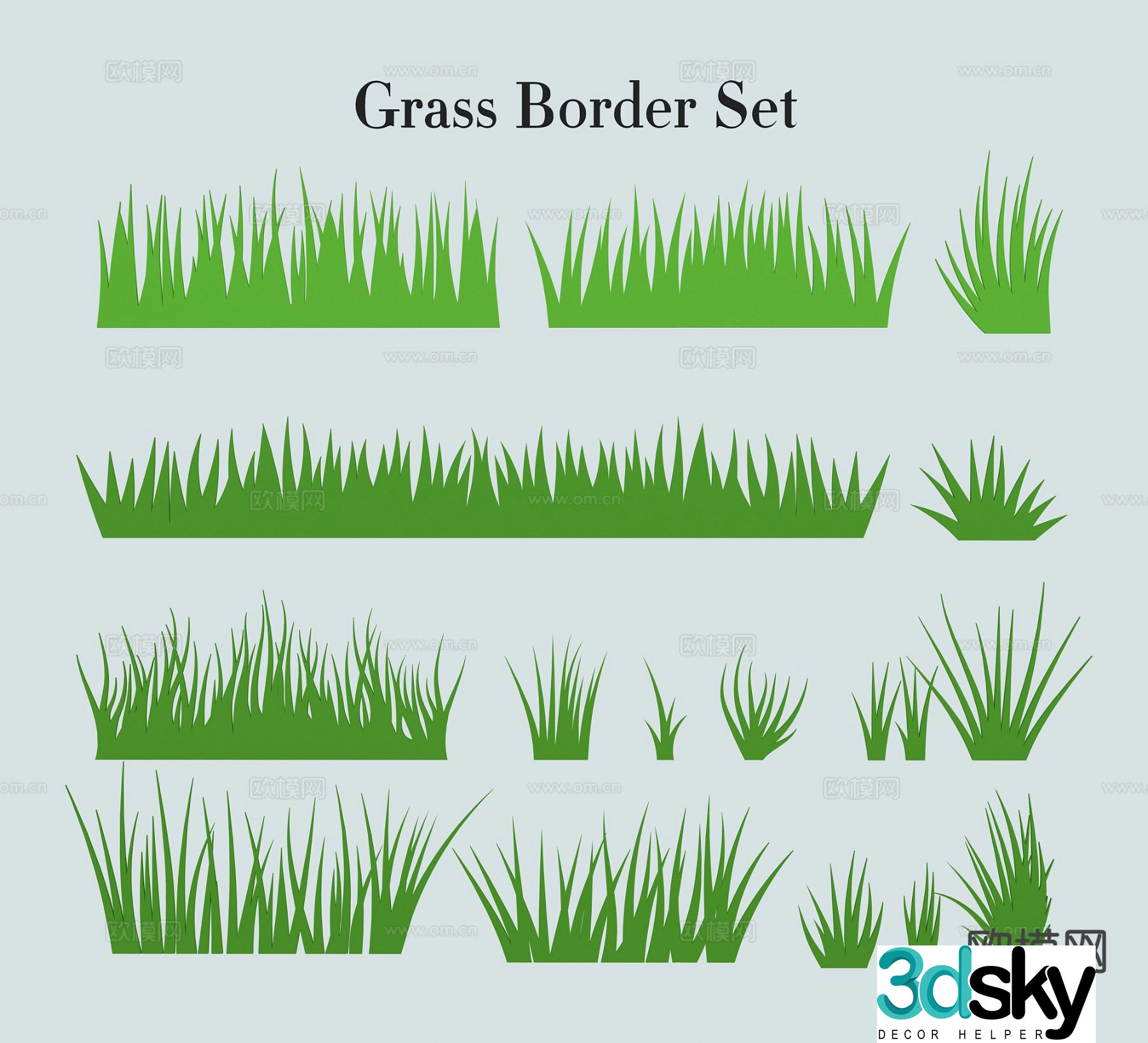 Lawn silhouette green pattern wall decoration pendant 3d model