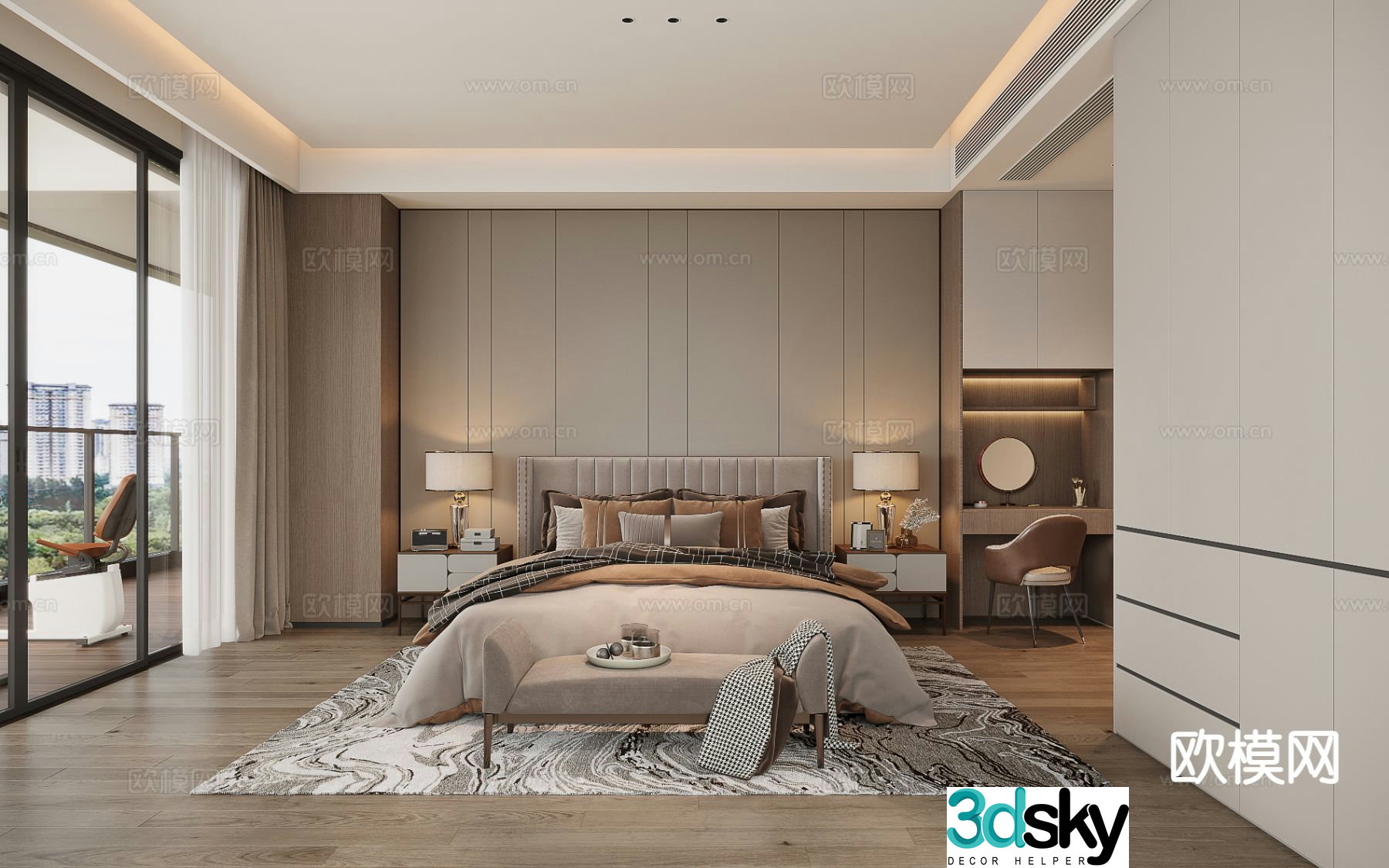 Modern master bedroom bedroom 3d model