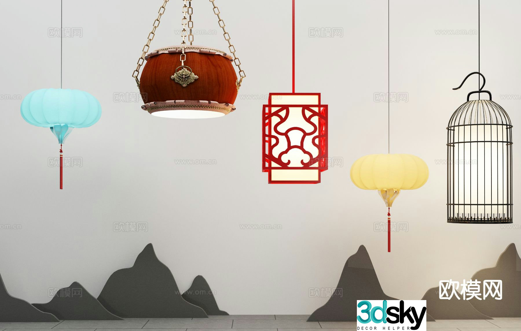 New Chinese style chandelier Zen chandelier 3d model