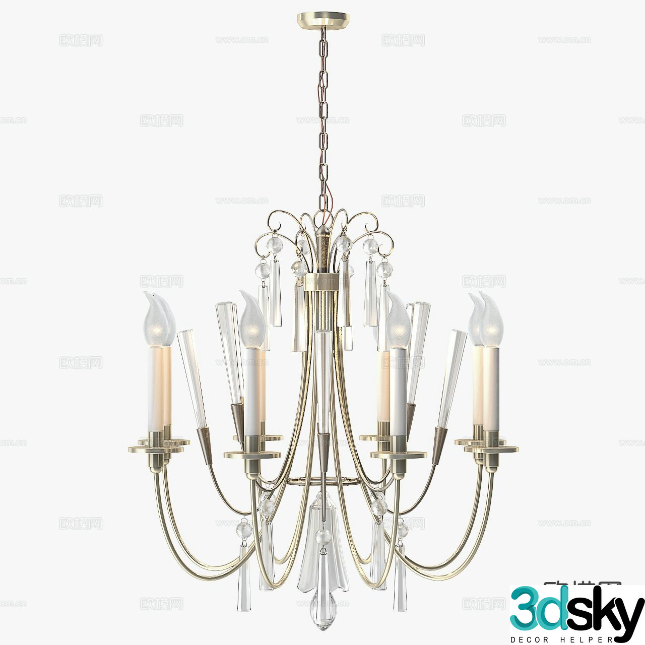 European style candlestick chandelier 3d model