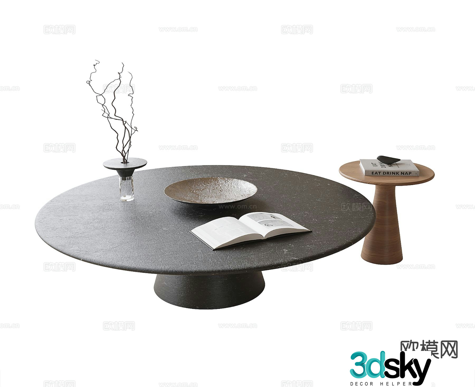 Wabi-sabi coffee table letter coffee table 3d model
