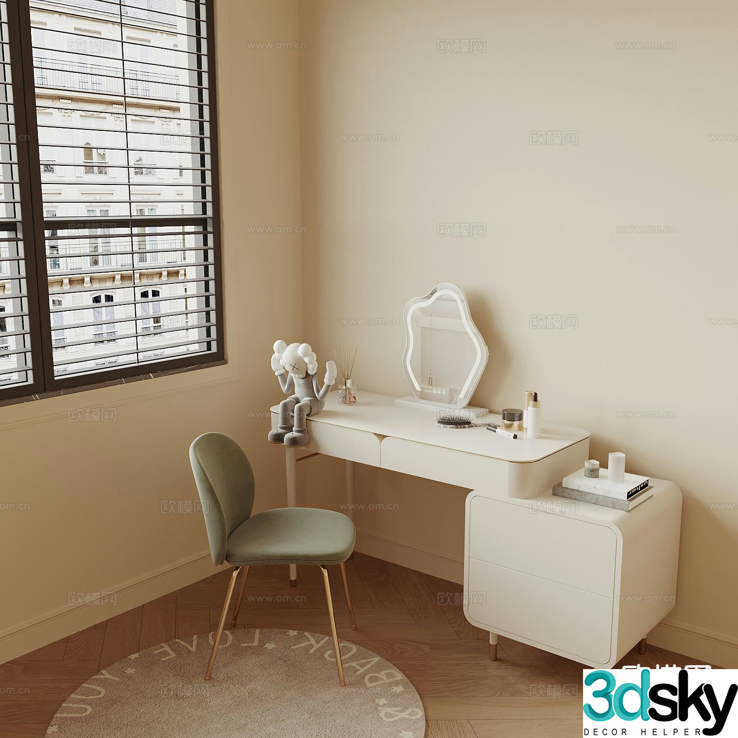 Cream style dresser 3d model