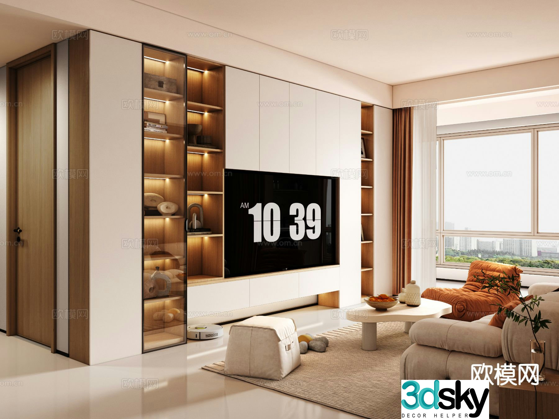 Cream style living room 3d model