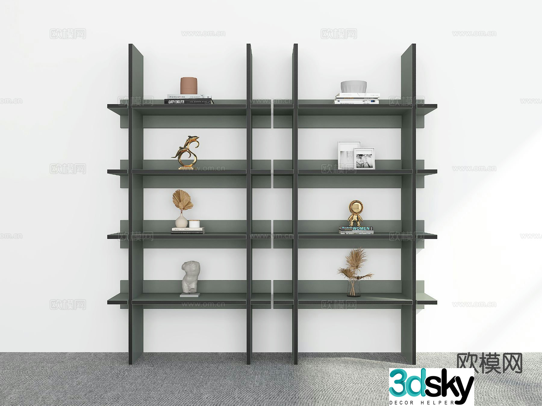 Modern bookshelf storage rack 3d model
