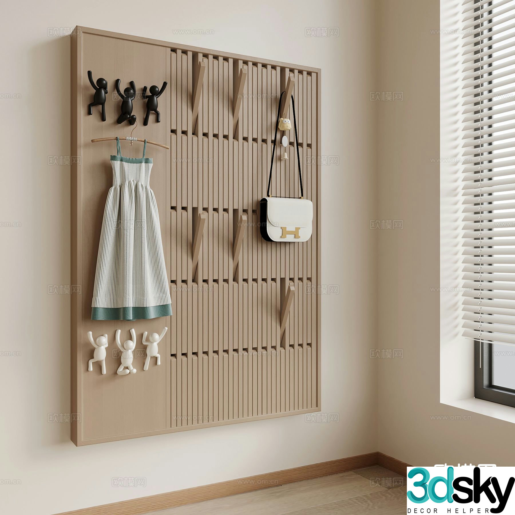 Piano key clothes hanger 3D model