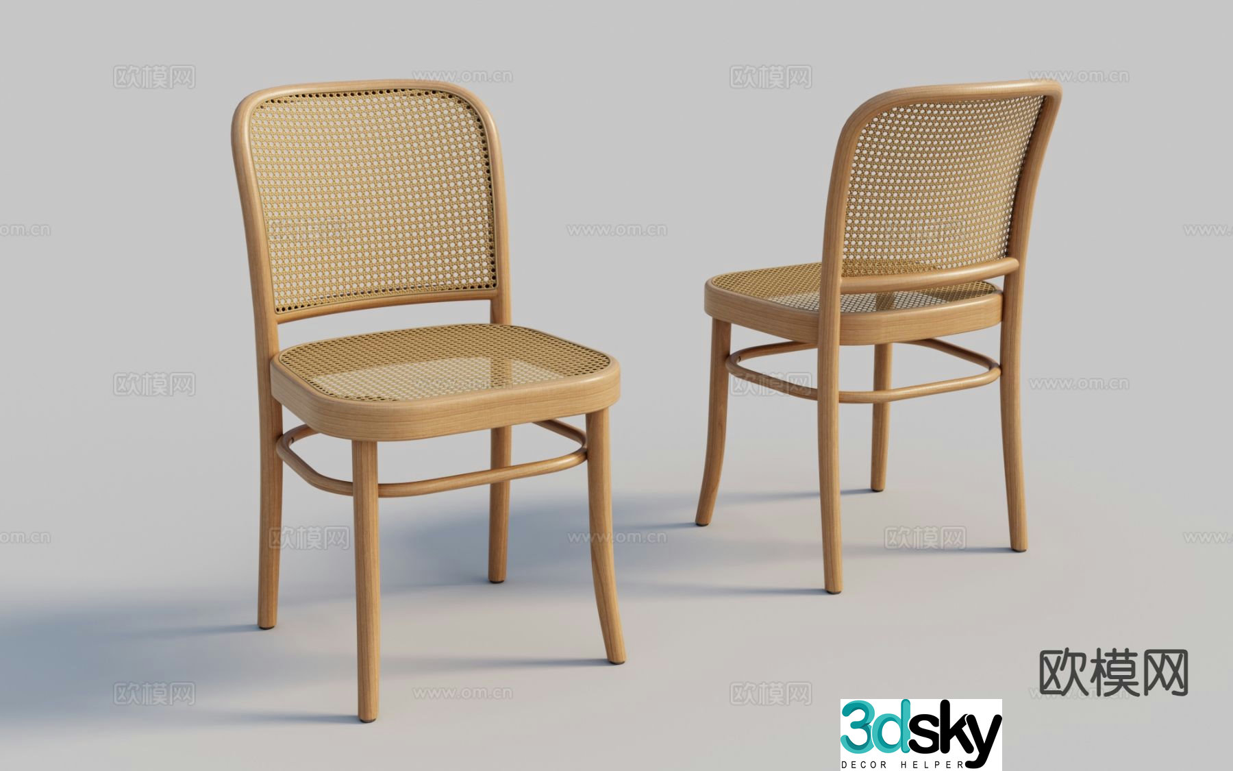 Rattan chair single chair dining chair leisure chair 3d model