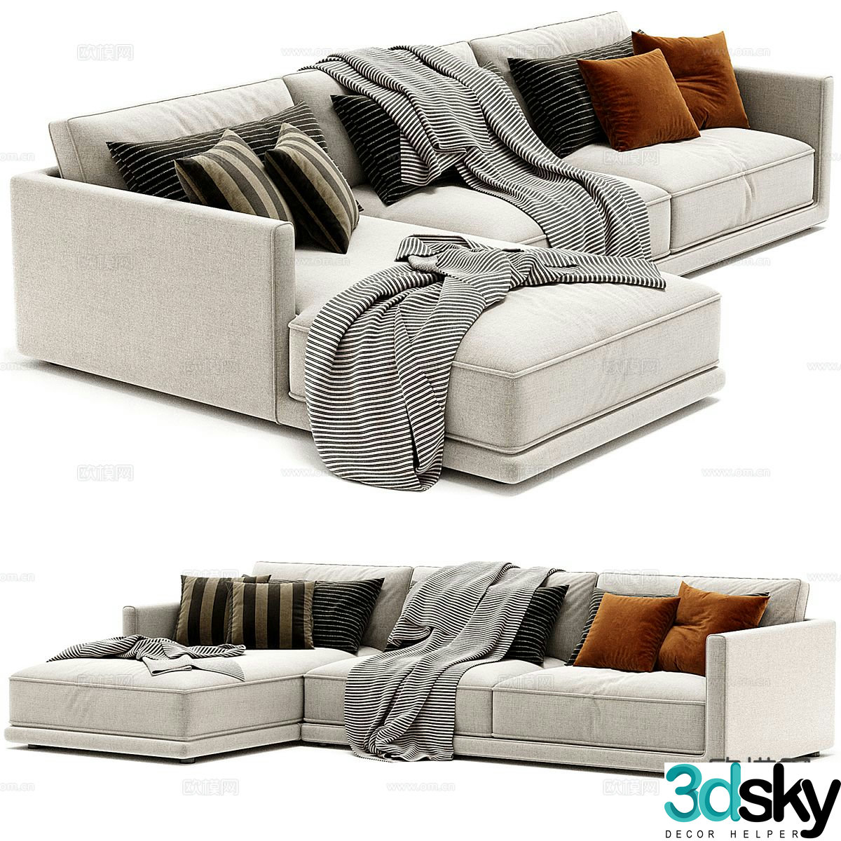 Multi-person sofa corner sofa 3d model