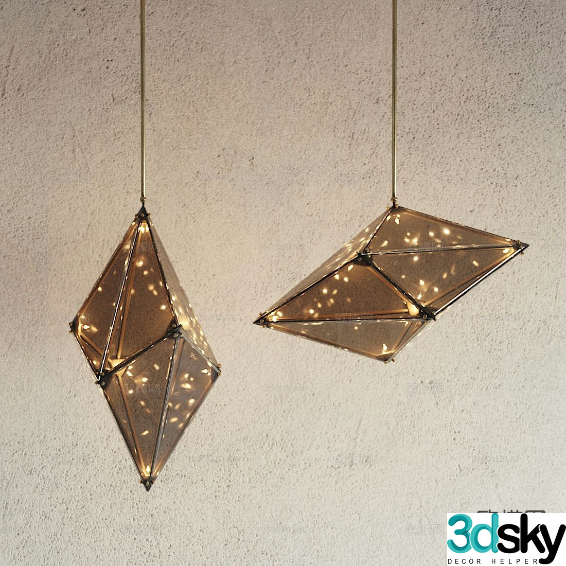 Modern geometric chandelier 3d model