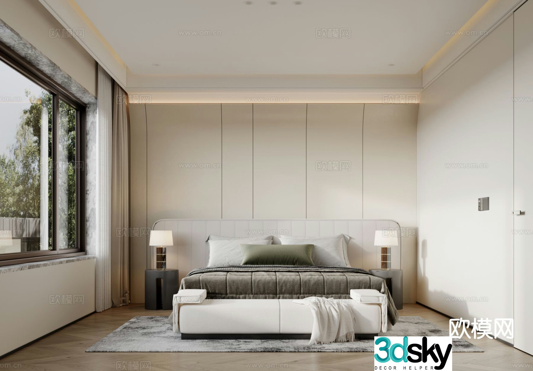 Cream style bedroom master bedroom 3d model