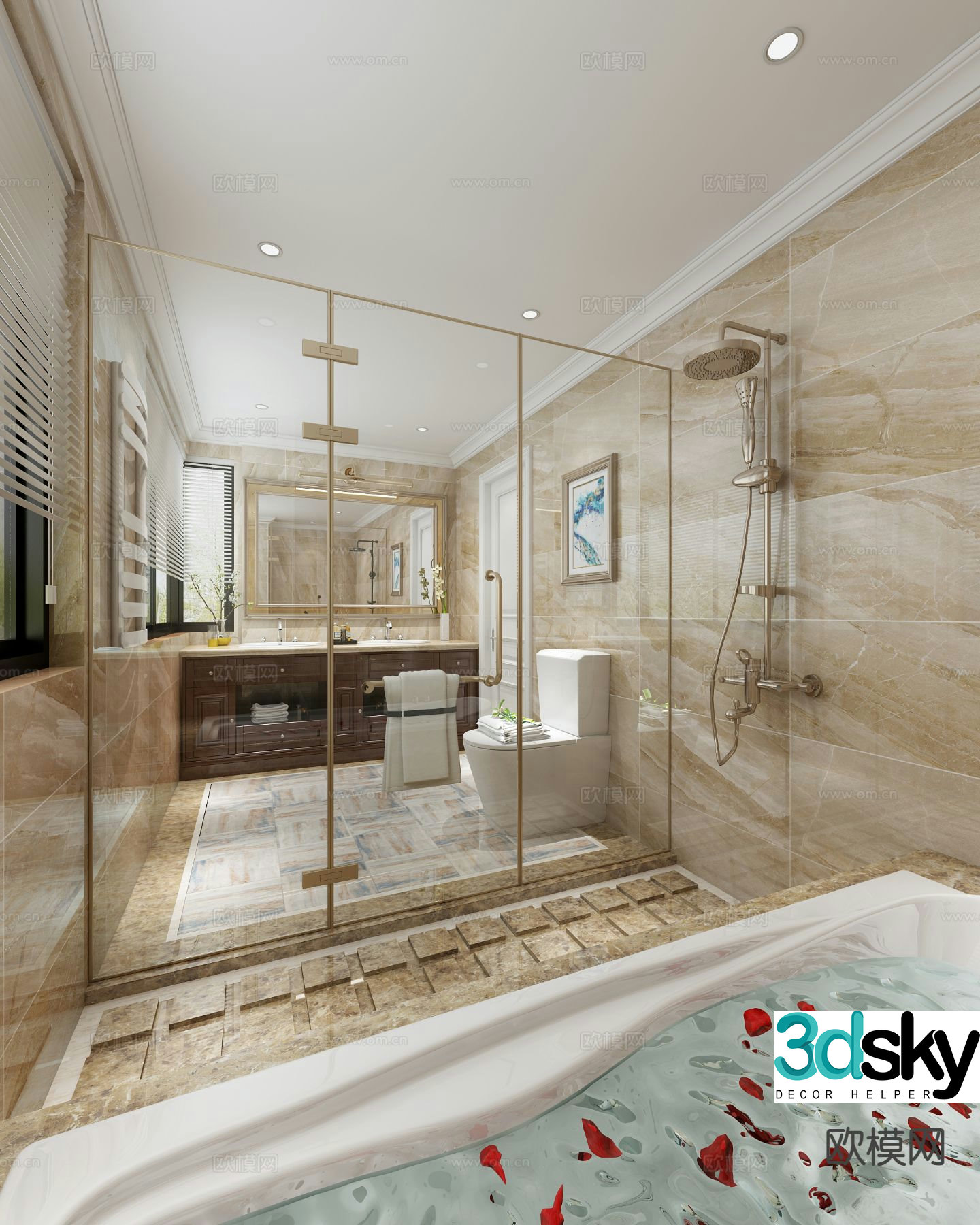 Light luxury bathroom bathroom 3d model