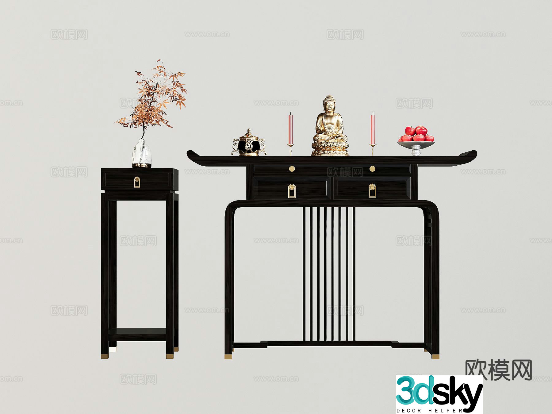 Chinese Buddhist altar tribute table tribute table Buddhist niche 3D model