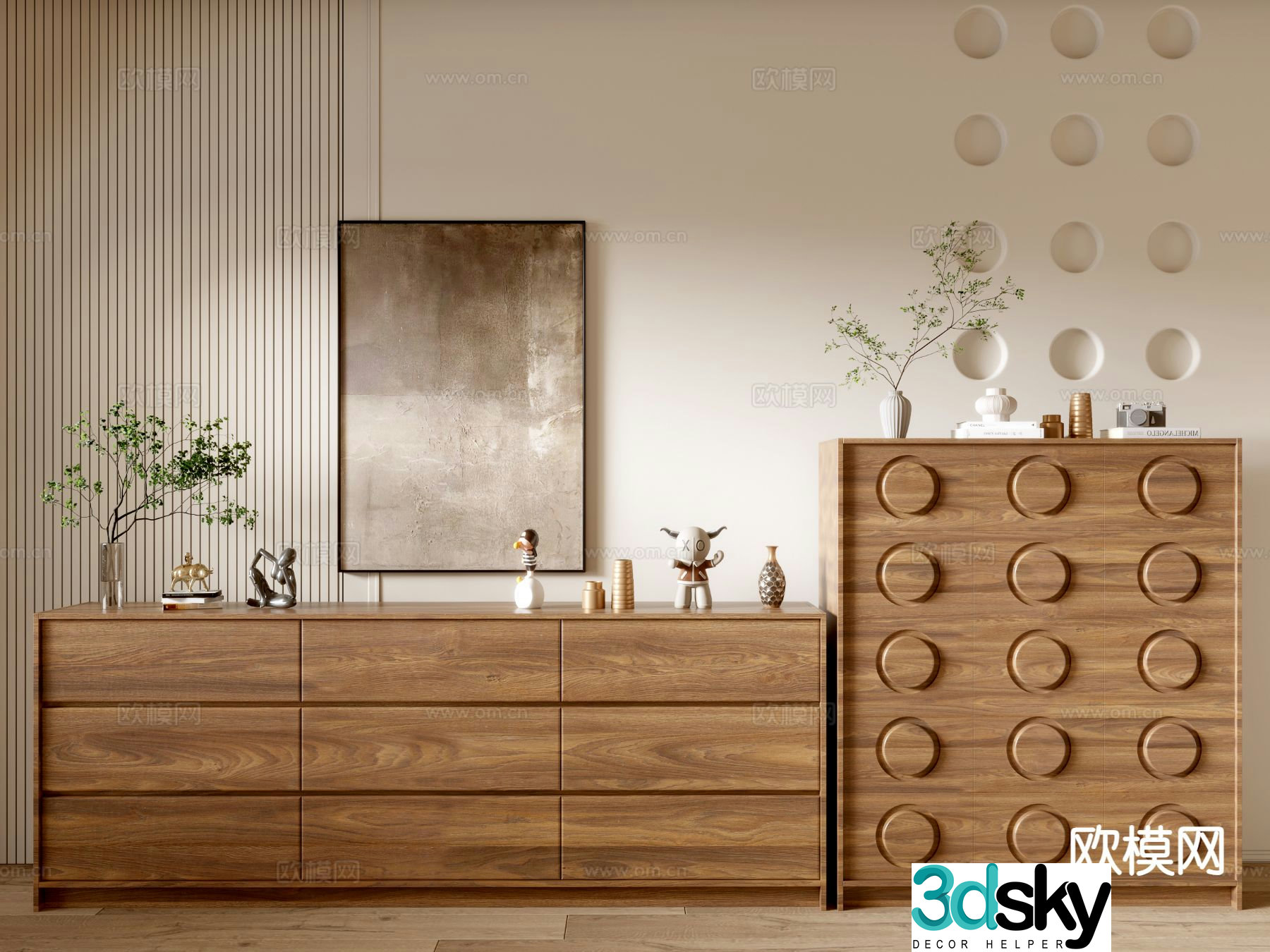 Wabi-sabi entrance cabinet side cabinet 3D model