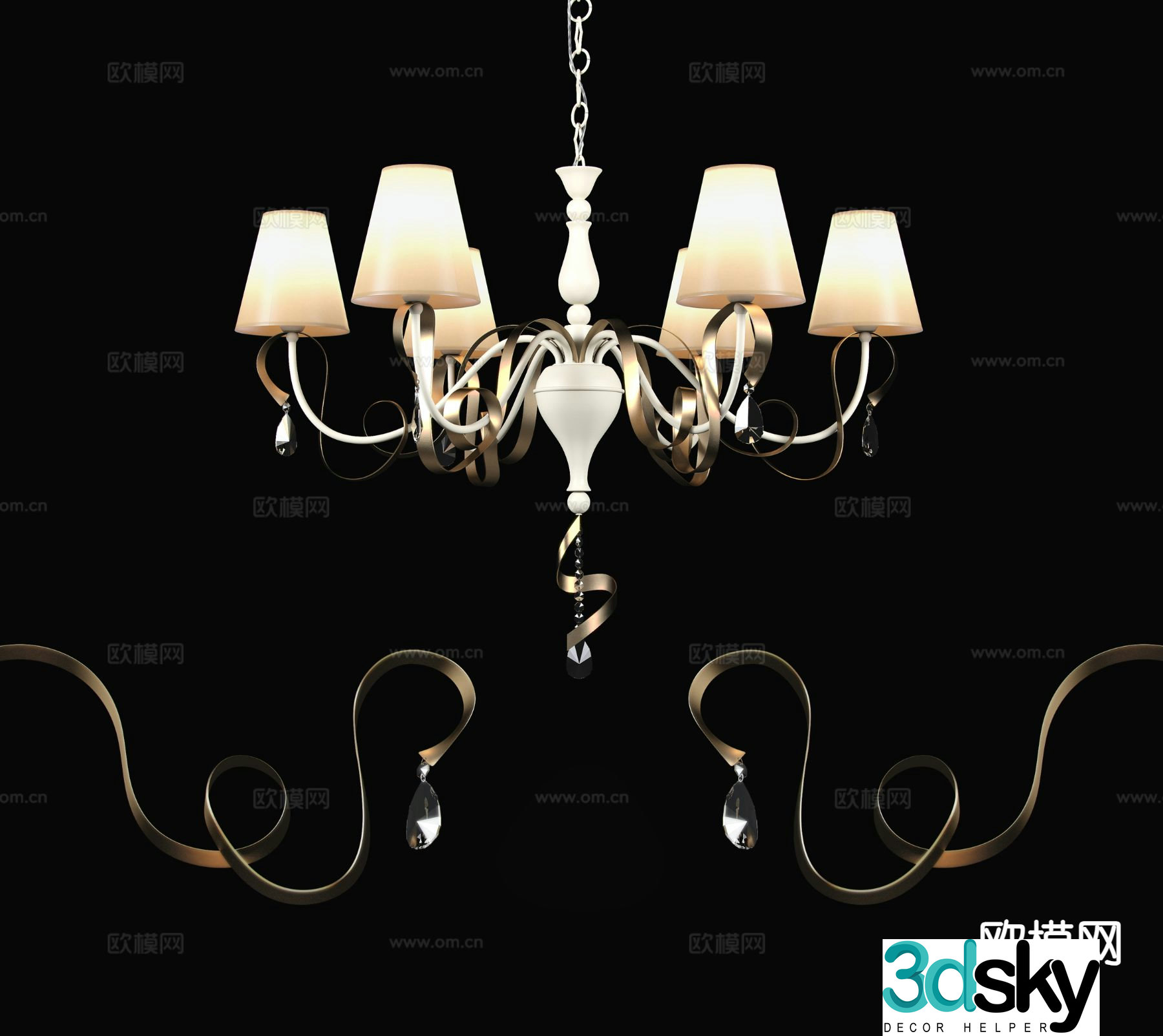 European style chandelier multi-head chandelier 3d model
