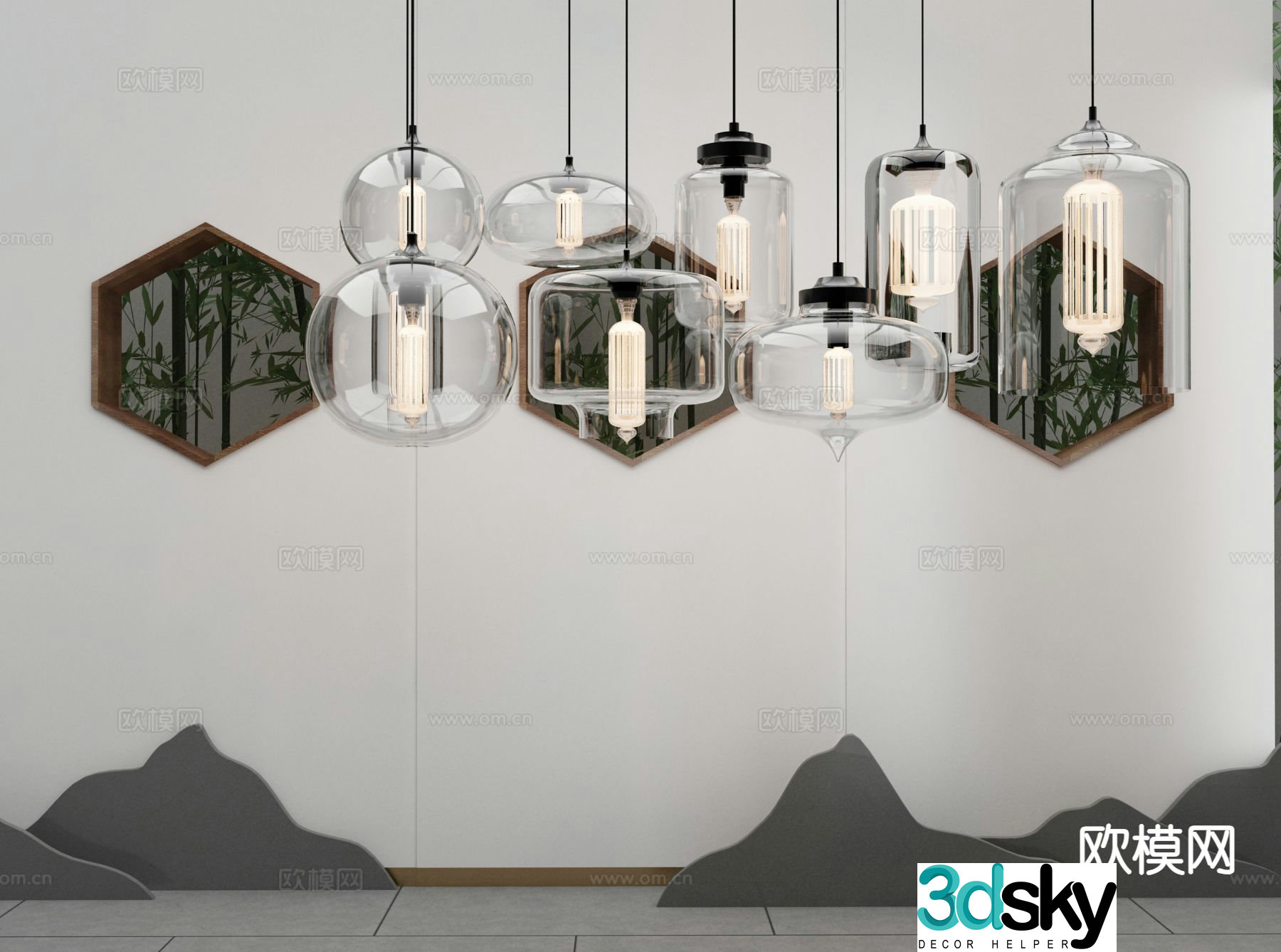 Simple chandelier glass chandelier 3d model