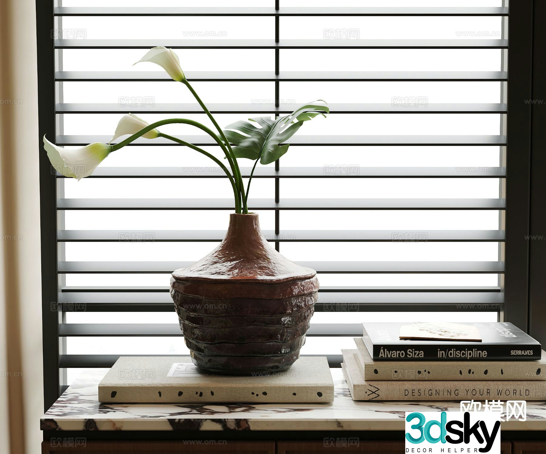 Modern vase floral arrangement 3d model
