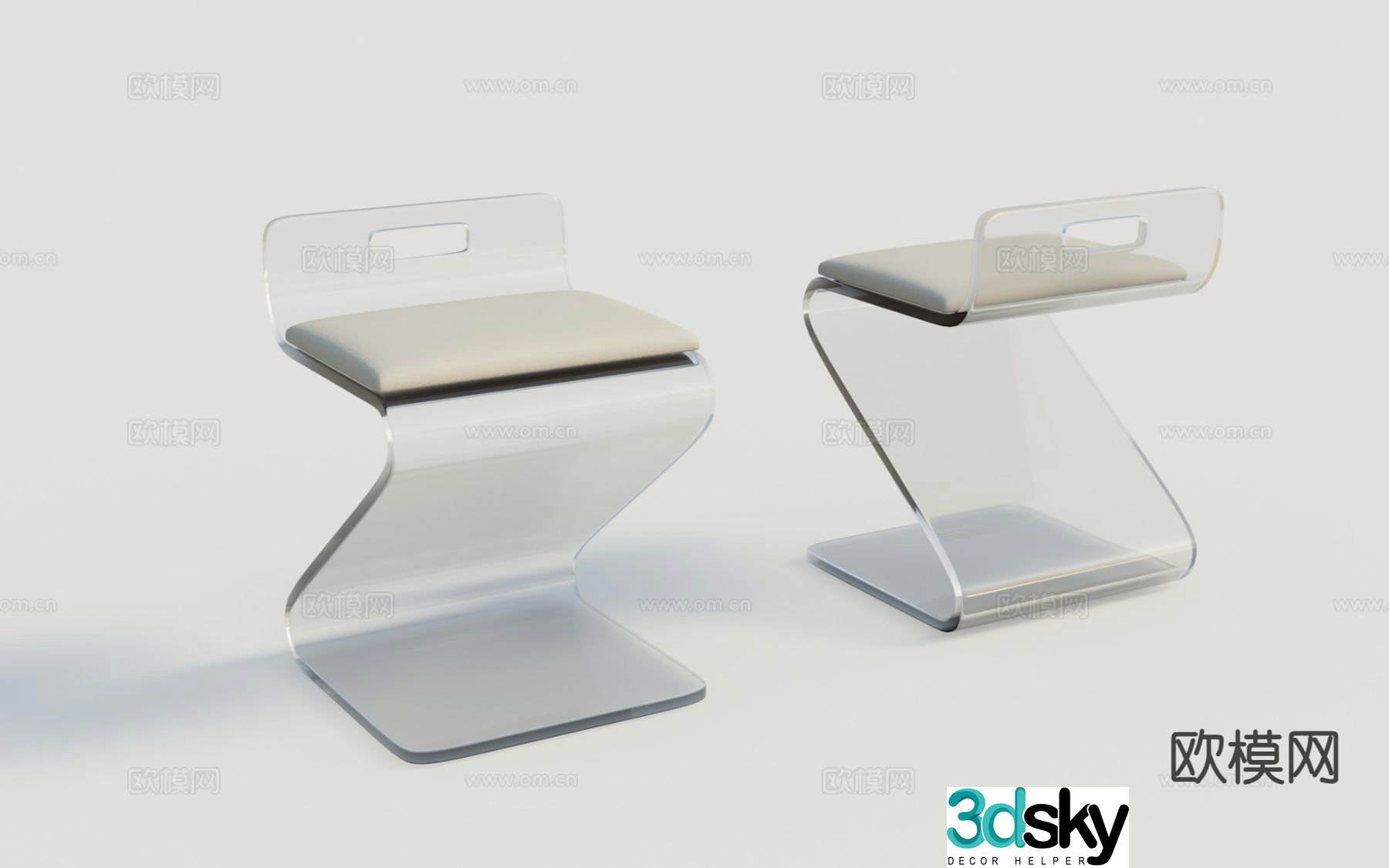 Acrylic chair leisure chair 3d model