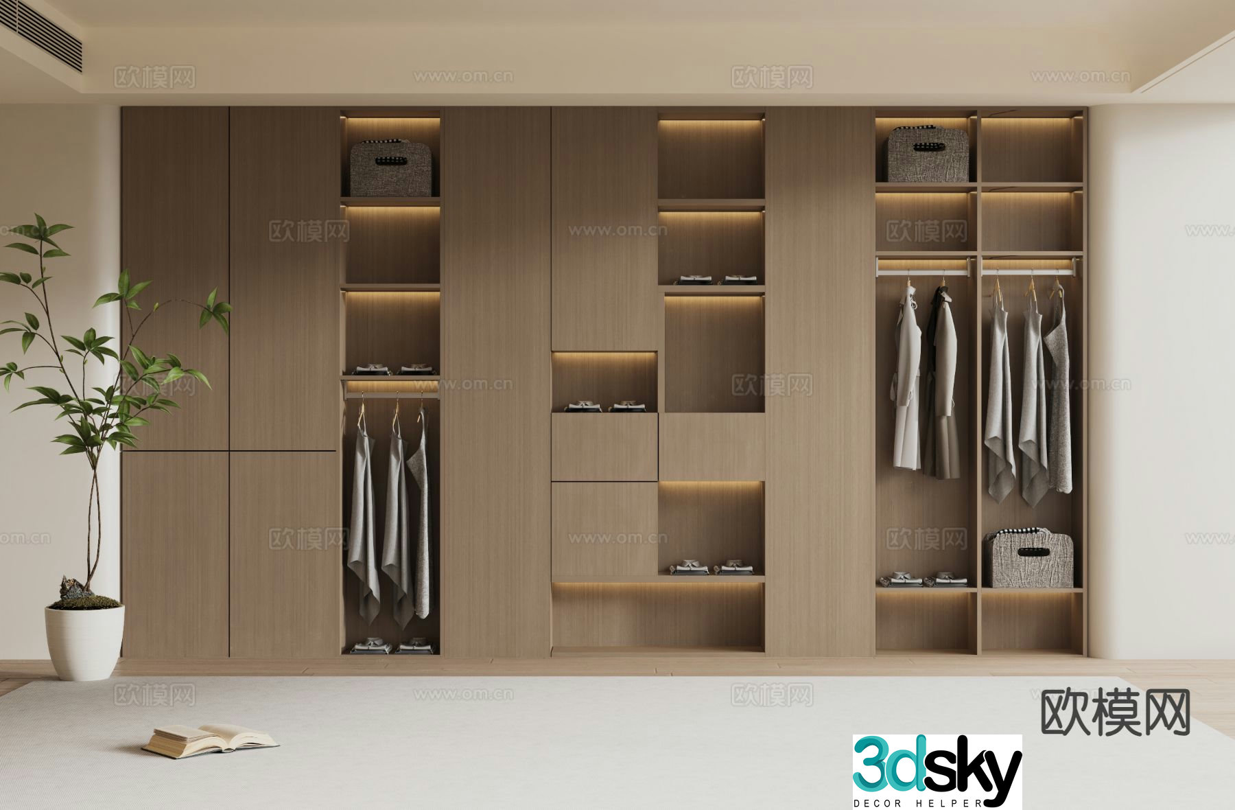 modern wardrobe wooden wardrobe 3d model