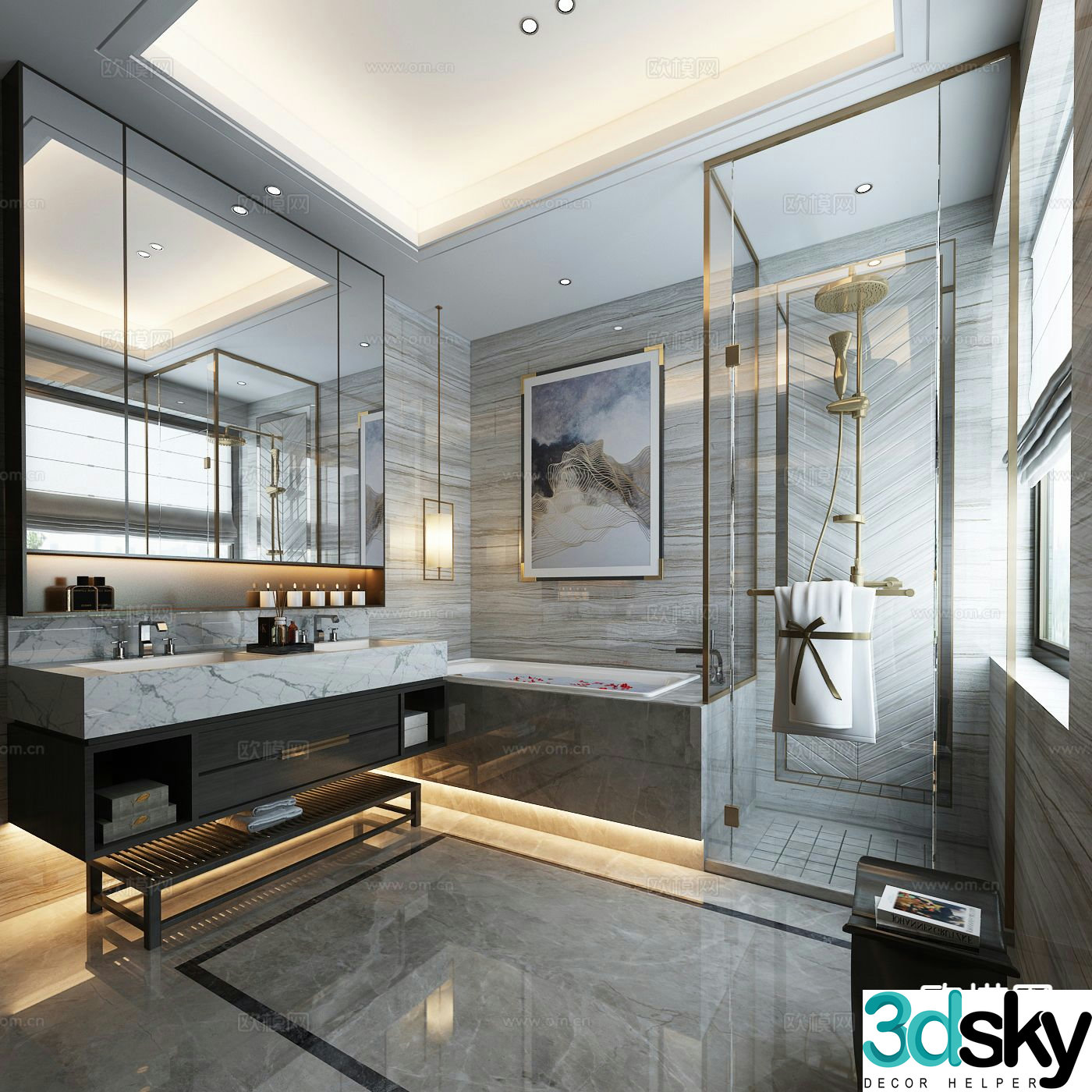 New Chinese style bathroom bathroom 3d model
