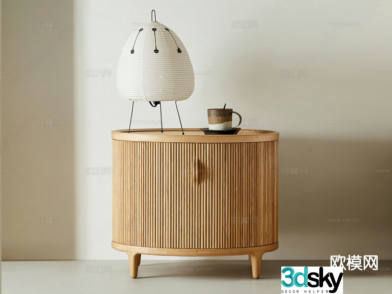 Log style bedside table 3d model