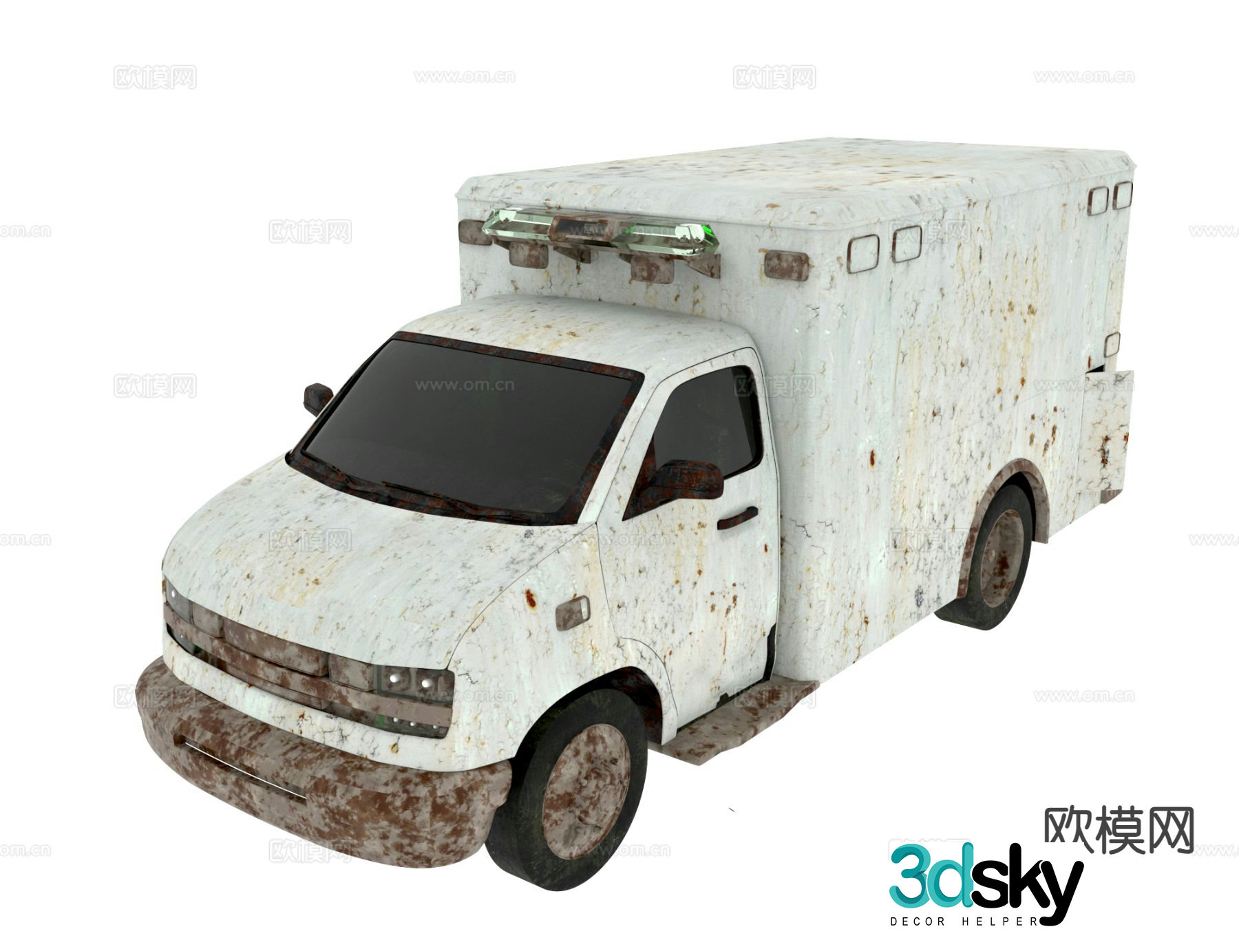 dilapidated car transporter truck 3d model