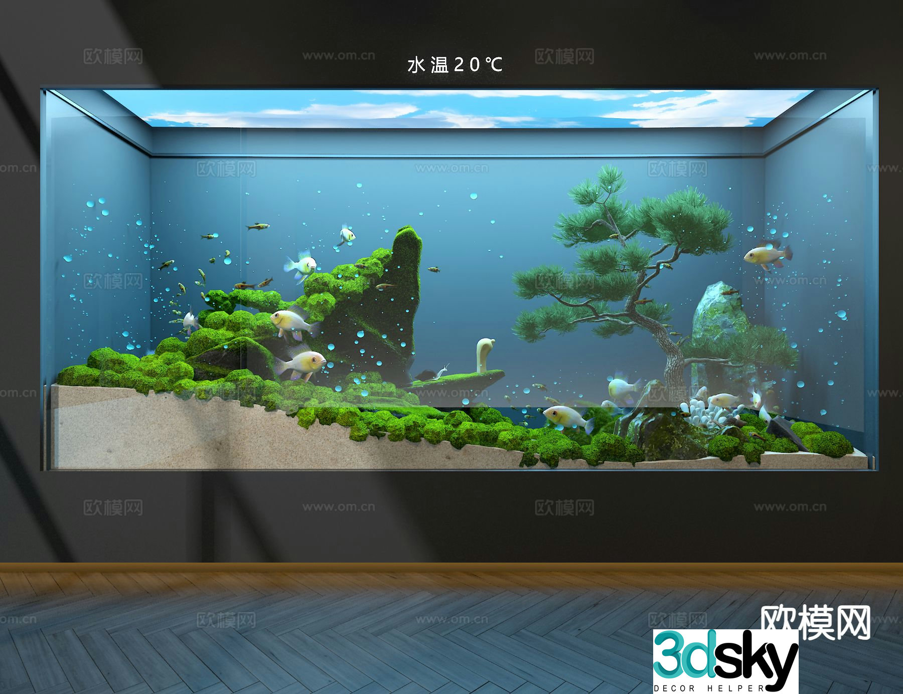 Ecological fish tank aquarium 3d model