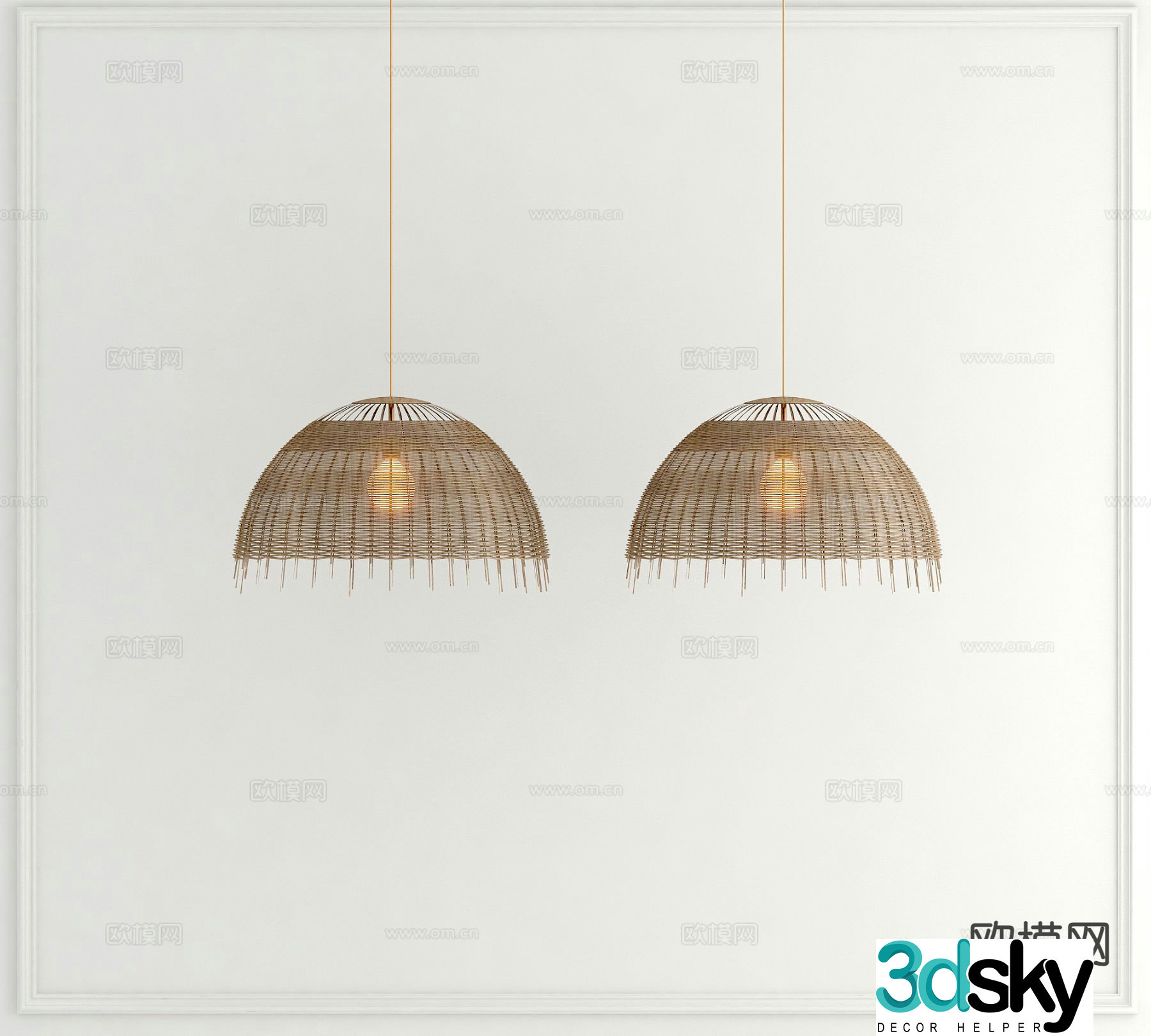 Wabi-sabi chandelier bamboo chandelier 3d model